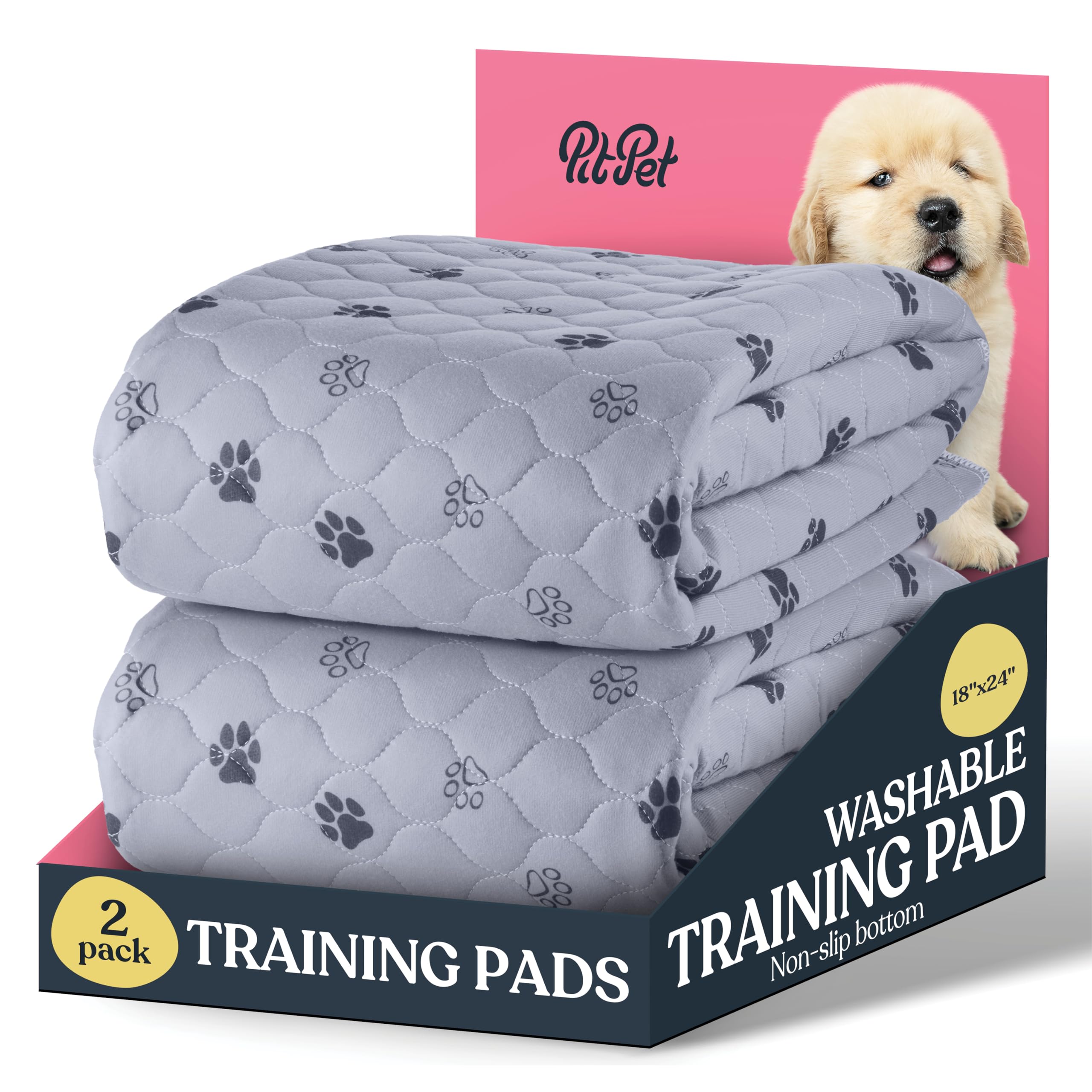 Super Absorbent Washable Pee Pads For Dogs - 2-Pack Superior Reusable Puppy Pads Pet Training Pads -100% Waterproof Dog Pee Pad Protects Against Urine Leakage Non-Slip Grip Prevents Slipping& Bunching