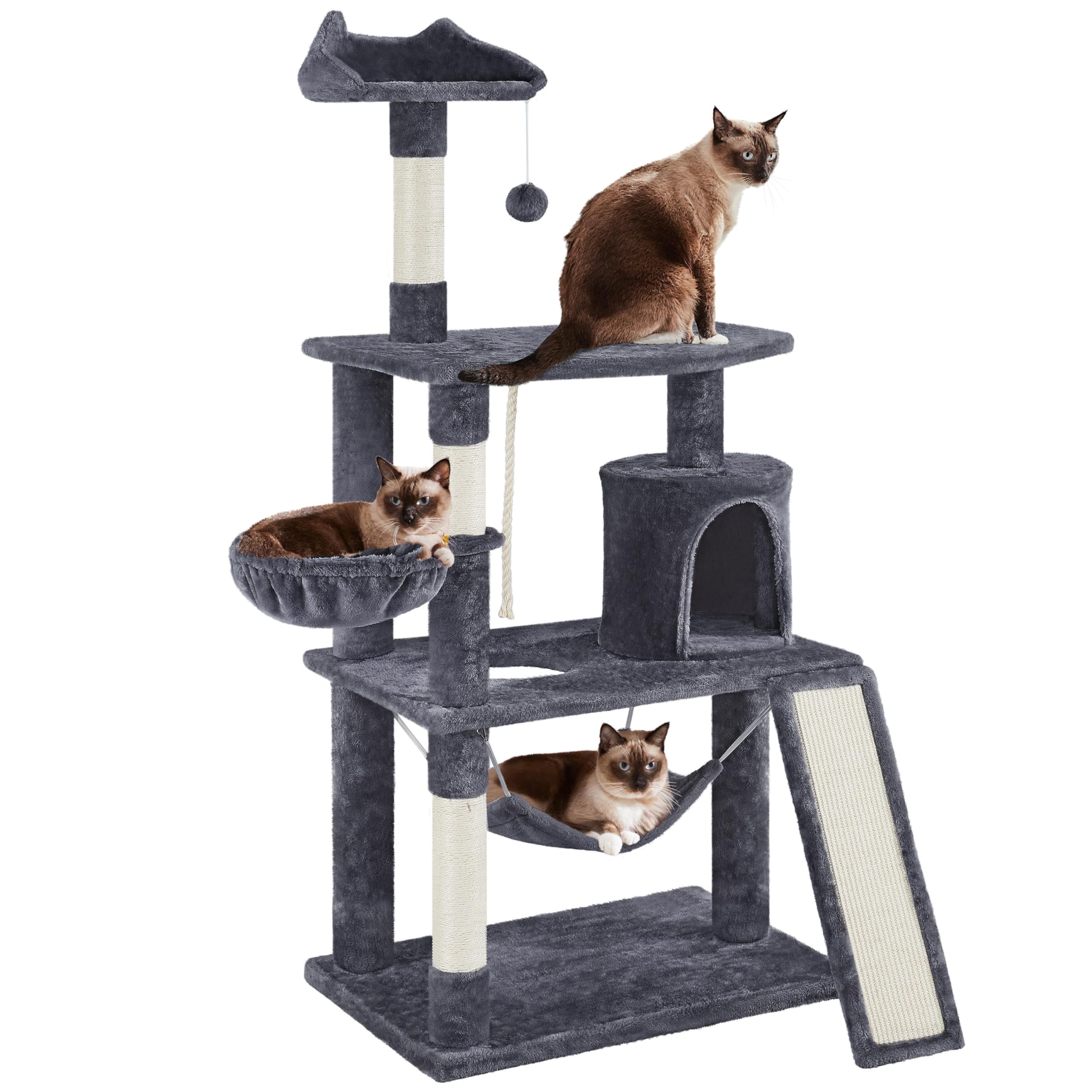 Yaheetech 63.5In Multi-Level Cat Tree Tower Condo With Scratching Posts, Platform & Hammock, Cat Activity Center Play Furniture 