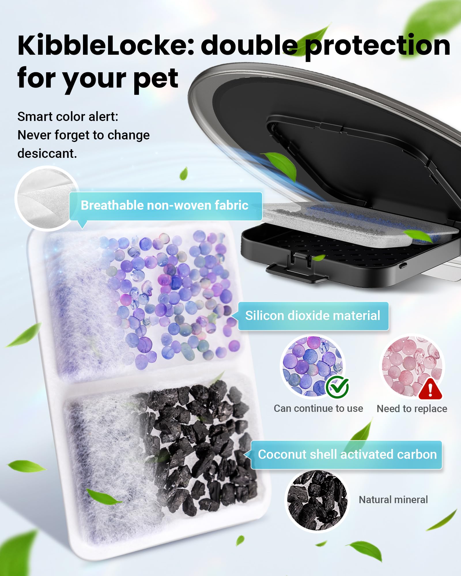 Vacqueen Automatic Cat Feeder for 3 Cats, 6L/25 Cups Smart WiFi Pet Feeder, Strong Anti-Jam System, Dual-Effect Desiccant Cat Fo