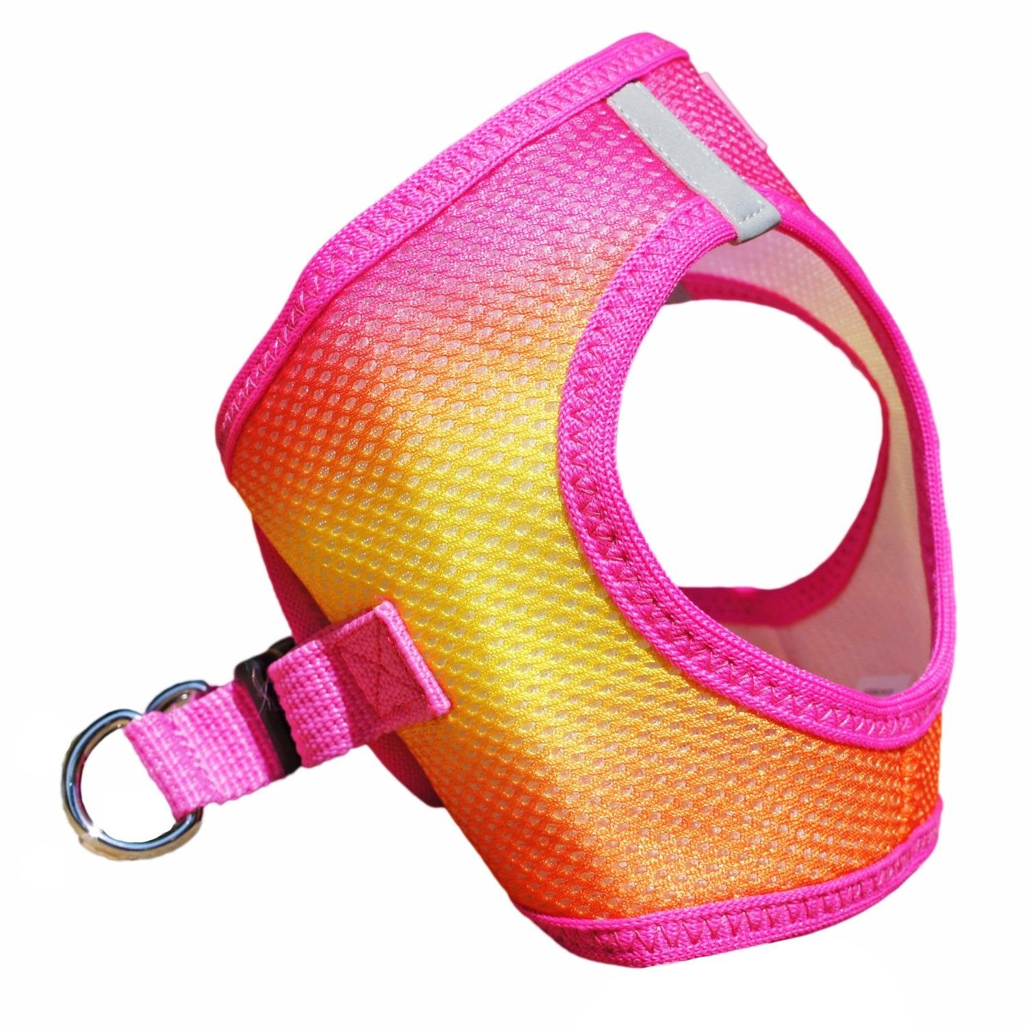 Doggie Design Dog Harness - No Choke Dog Harness, Dog Vest, Mesh Polyester, Pet Harness, Simple Step in and Go Design, Harness for Dog - Raspberry Pink and Orange - L