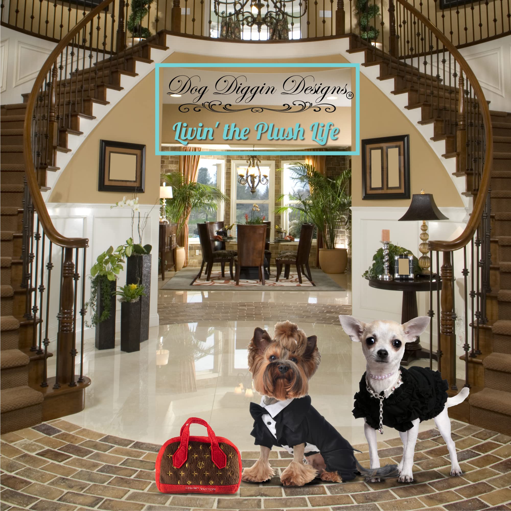 Dog Diggin Designs Runway Pup Collection | Unique Squeaky Parody Plush Dog Toys - Haute Couture Purses & Handbags