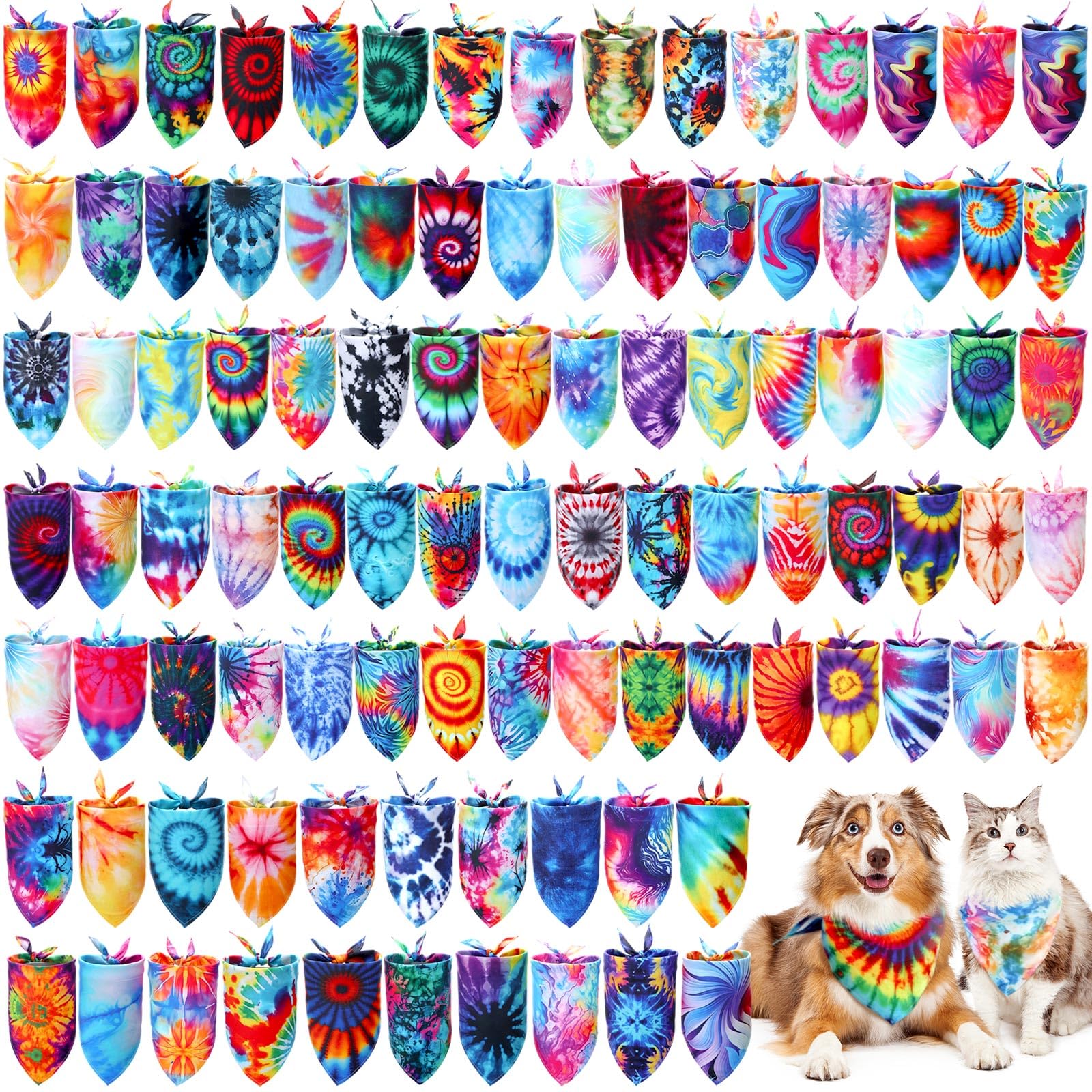 Huhumy 150 Pcs Dog Bandanas Bulk Pet Bibs Colorful Triangle Scarf Pet Bandanas For Medium Large Dogs Spring Summer Birthday Cost