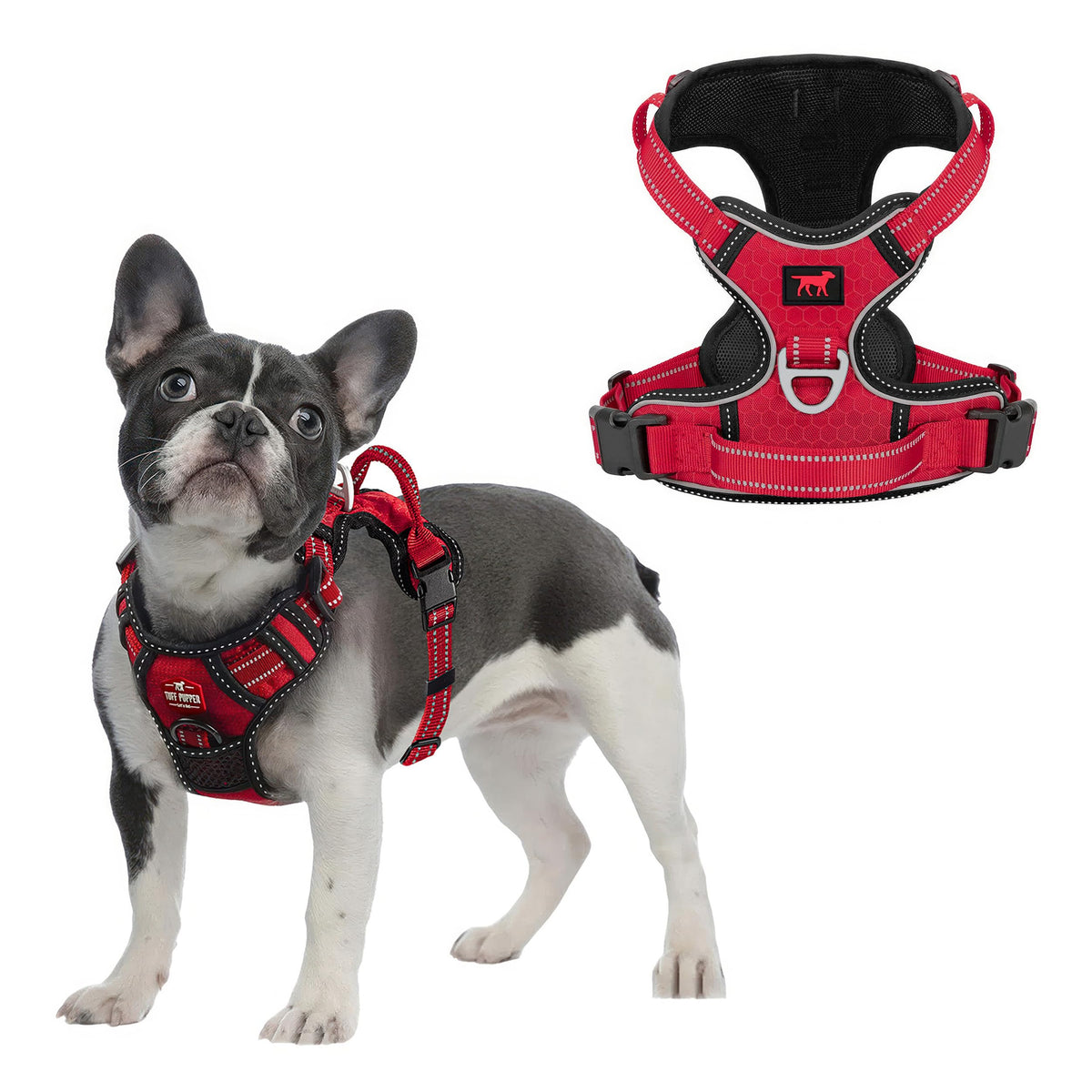 Tuff Pupper No Pull Easy Walk Dog Harness | Heavy Duty Pet Vest | Front & Back Leash Clips | Strong Safety Handle | Reflective A