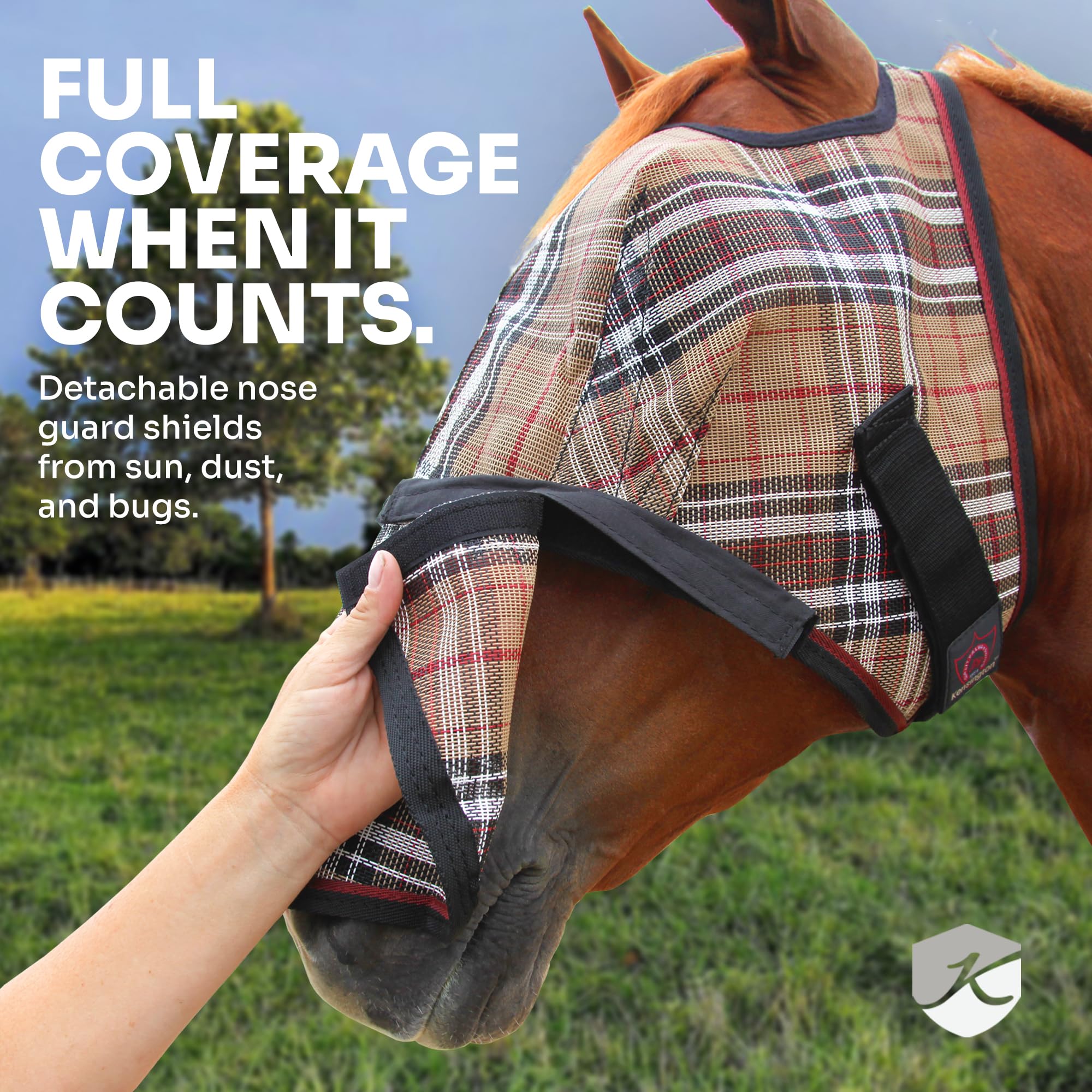 Kensington Fly Mask w/Web & Nose Size: L-Avg Color: 121-Deluxe Black