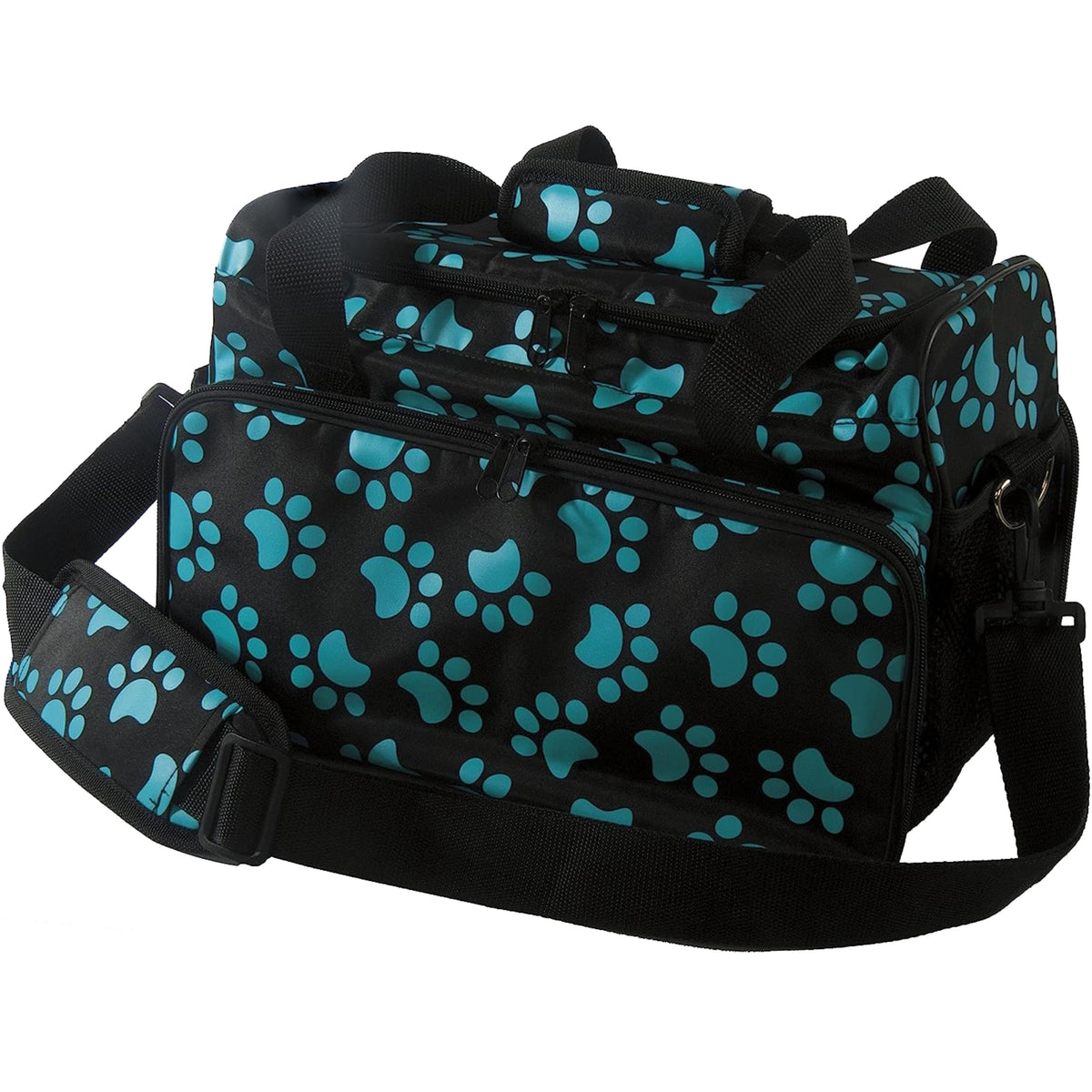 Wahl Professional Animal Travel Tote Bag With Zipper - Travel Bag - Storage Pack For Grooming Supplies - For Dog, Cat & Pet Groomers - 28.8 Inches, Turquoise Paw Print Design (#97764-300)