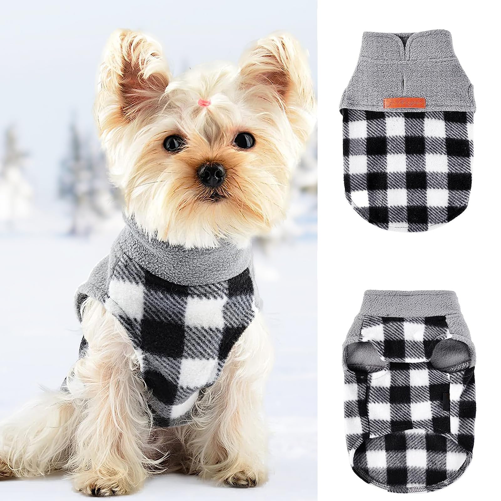 Samll Dog Sweater Fleece Plaid Dog Vest Warm Pullover Pet Sweater Soft Stretchy Fleece Vest Chihuahua Clothes Yorkie Clothes Tur