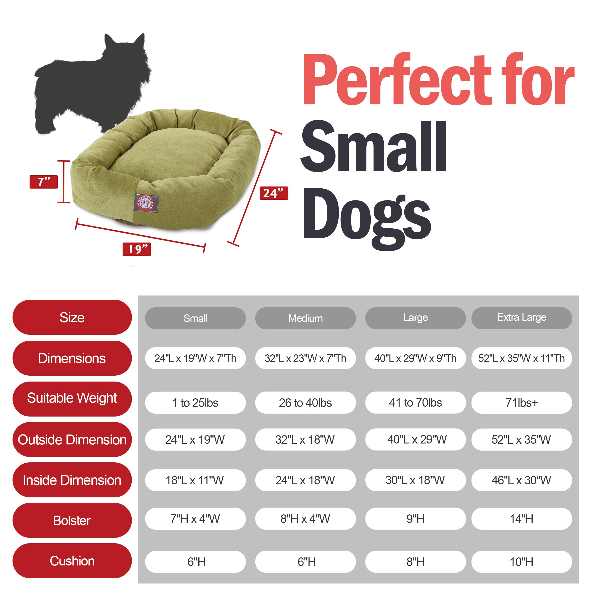 Majestic Pet Villa 24 Inch Shredded Memory Foam Dog Bed For Small Sized Dogs 24X19X7 Inch-Orthopedic Dog Bed-Durable Pet Bed - W