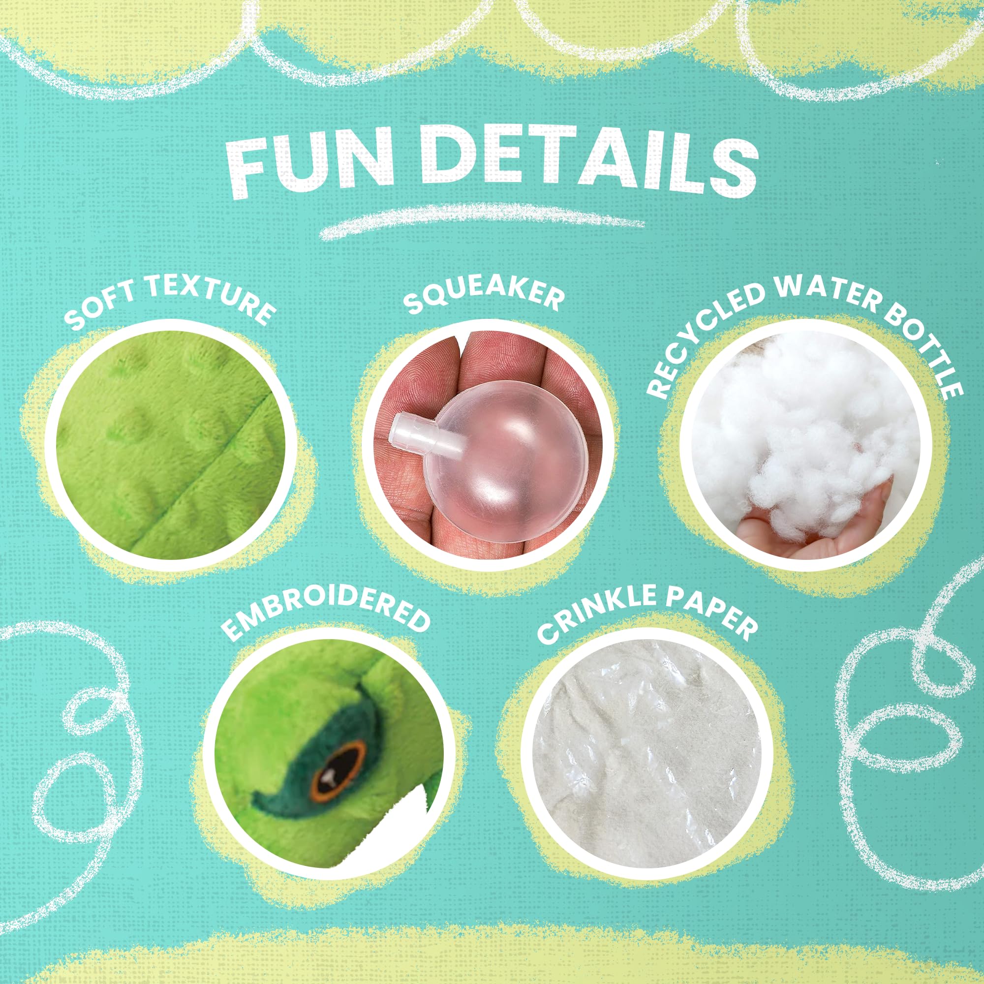 Snugarooz Lilly The Frog Dog Toy With Repair Patch – Soft & Durable Plush - Squeaker & Crinkle Sounds - Ideal For Medium Dogs - Fun & Safe Play