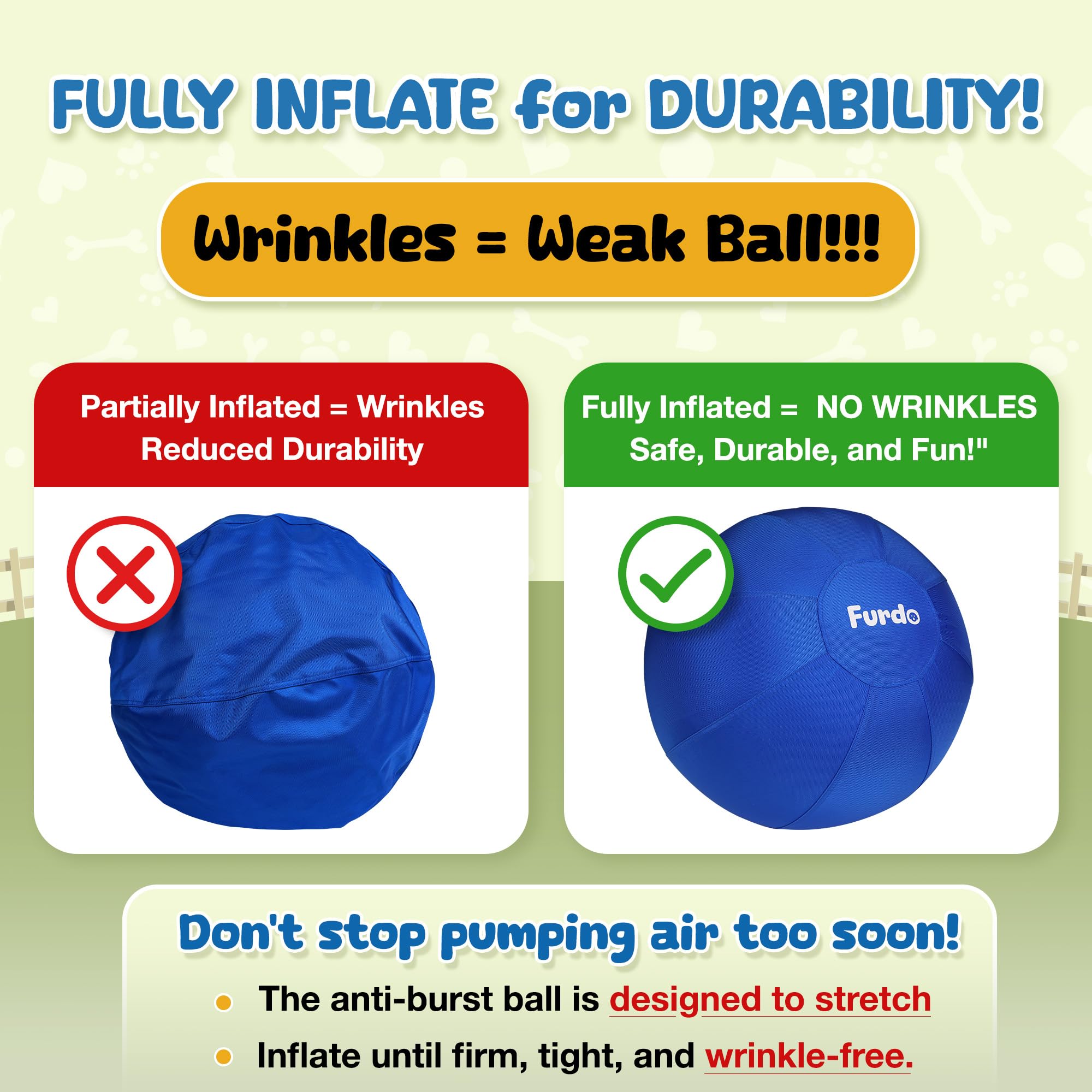 Furdo 18" Herding Ball for Dogs - Durable Blue Nylon Toy for Australian Shepherds, Border Collies, and Small to Medium Breeds - Model HB-200
