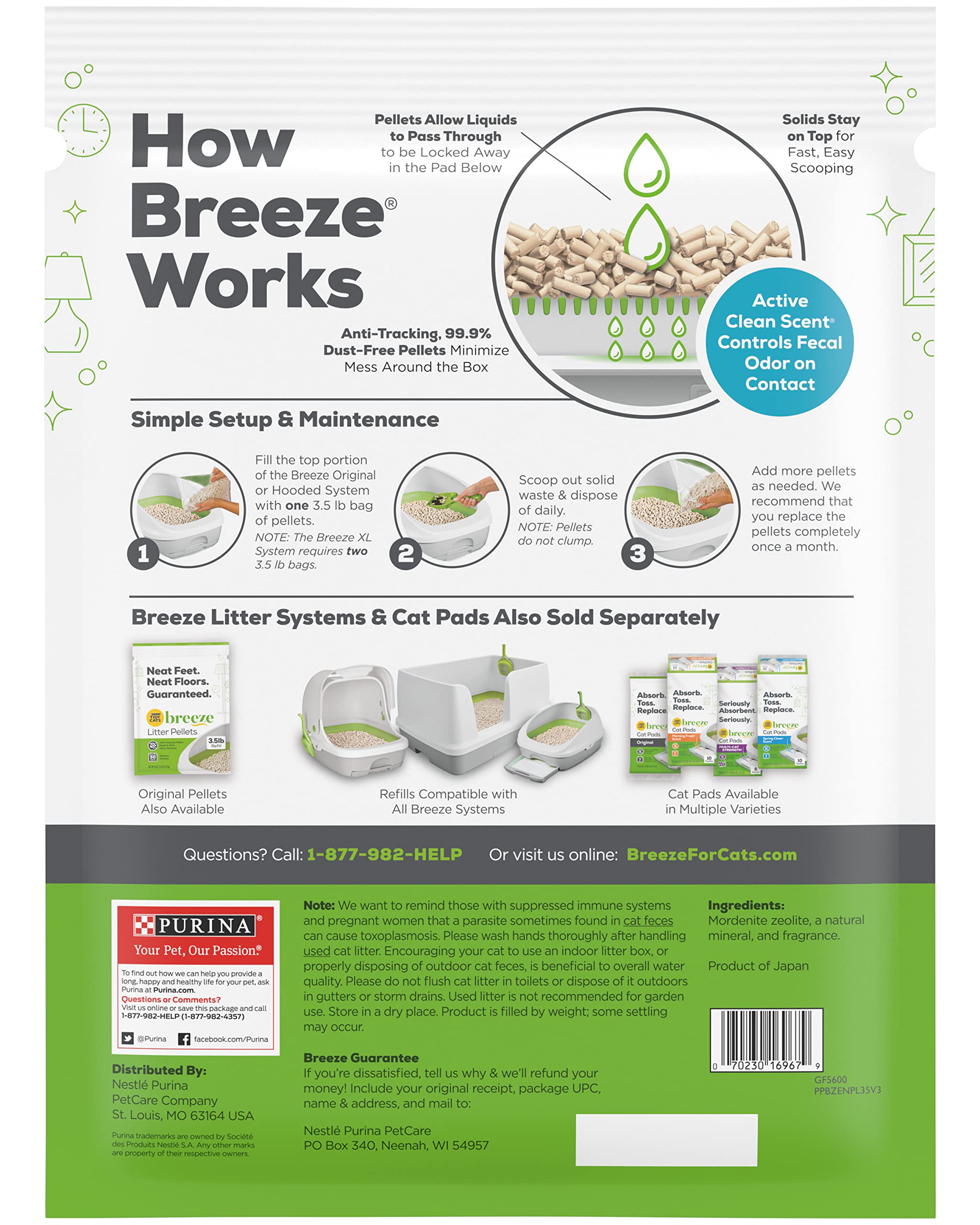 Purina Tidy Cats Breeze Enhanced Litter Pellets, Active Clean Scent, Anti-Tracking Pellets With Odor Control, For Tidy Cats Bree