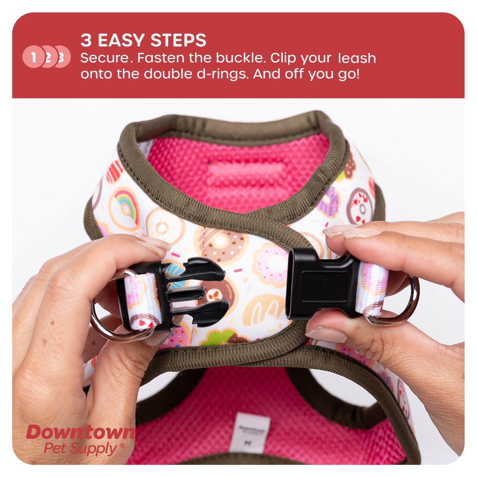 Downtown Pet Supply Step In Dog Harness No Pull, X-Large, Donut - Adjustable Harness With Padded Mesh Fabric And Reflective Trim