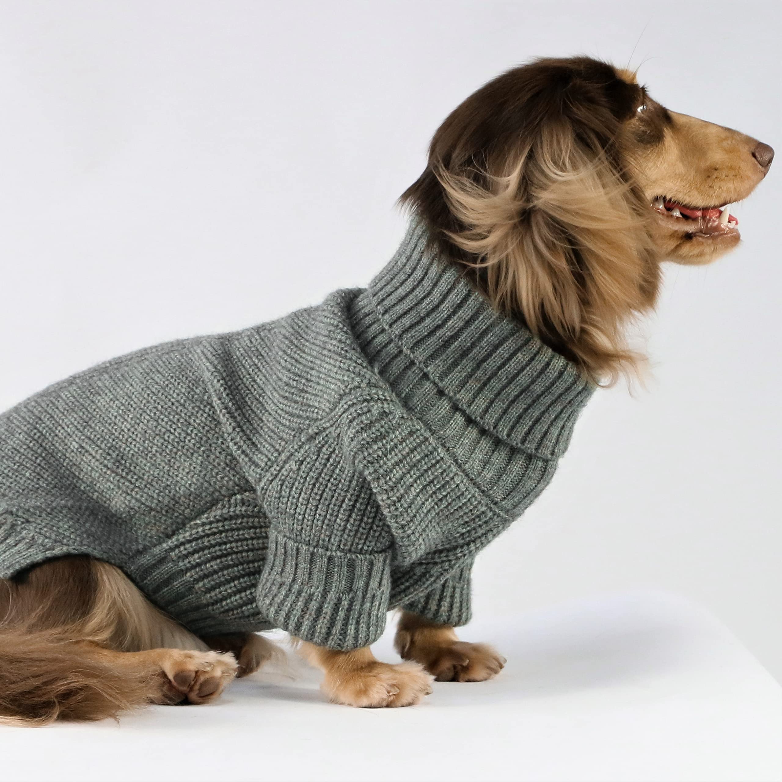 Fitwarm Dog Turtleneck Sweater, Thermal Knitted Pet Coat, Dog Winter Clothes For Small Dogs, Cat Apparel, Heather Grey, Small