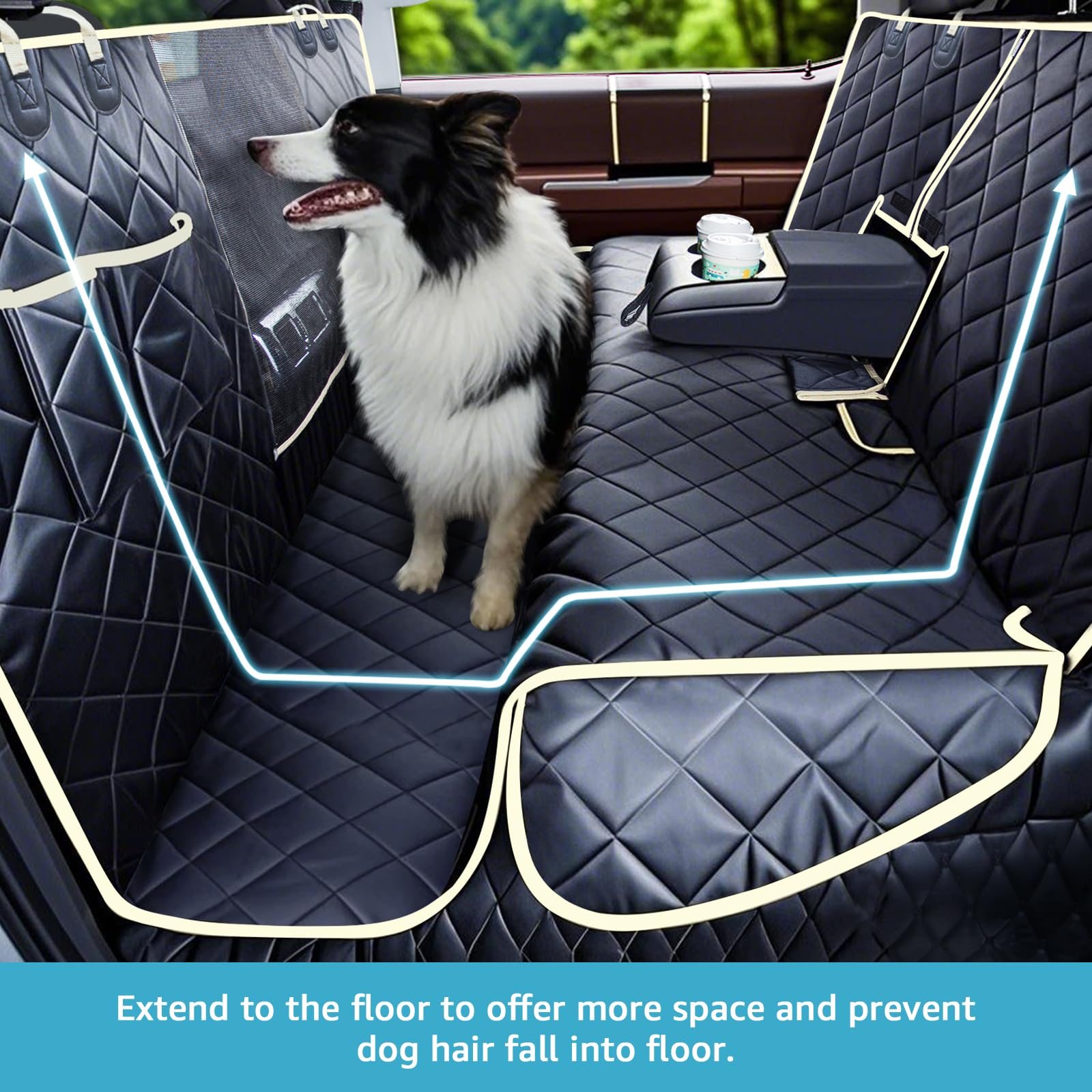 Lassie 4 In 1 Dog Floor Hammock For Crew Cab,100% Waterproof Backseat Cover Dog Seat Covers, Bench Protector For Ford F150, Chev