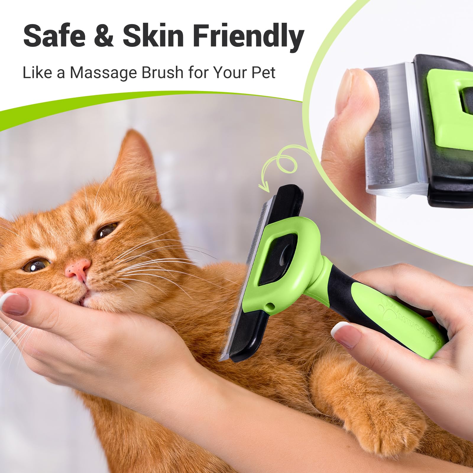 Miu Color Pet Grooming Brush, Deshedding Tool For Dogs & Cats, Effectively Reduces Shedding By Up To 95% For Short Medium And Long Pet Hair,Apple Green