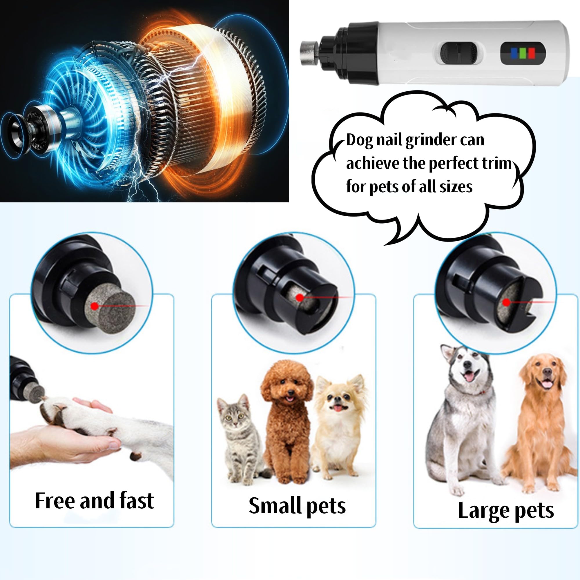 Heusom Silent Groom Pro Nail Grinder, 2025 New Heusom Dog Nail Trimmer, Rechargeable USB Charging Pet Nail Grinders for Dog, Ele