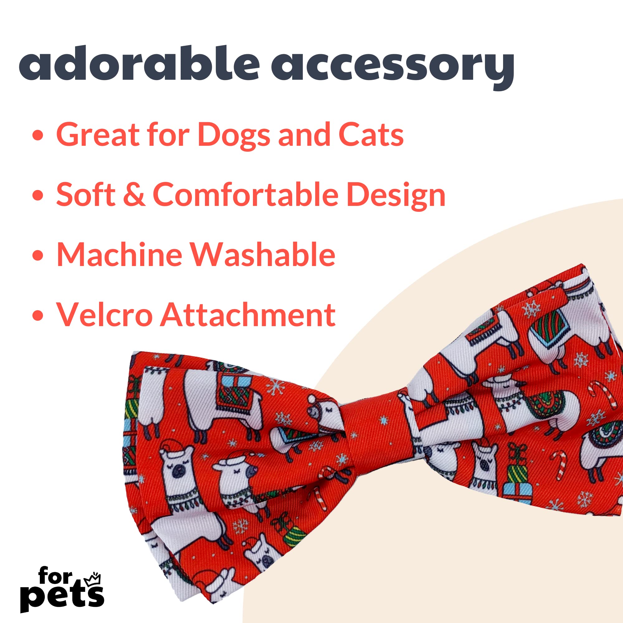Huxley & Kent Bow Tie For Pets | Merry Llamas (Small) | Christmas Holiday Bow Tie Collar Attachment | Fun Bow Ties For Dogs & Ca