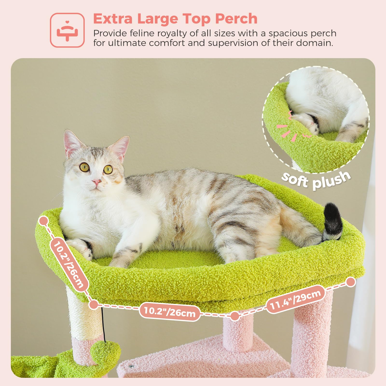Pawz Road Tall Cat Tower, 70 Inch Cat Tree With Hammock, 5 Scratching Posts, 2 Condos And A Large Top Perches For Large Cats-Pin