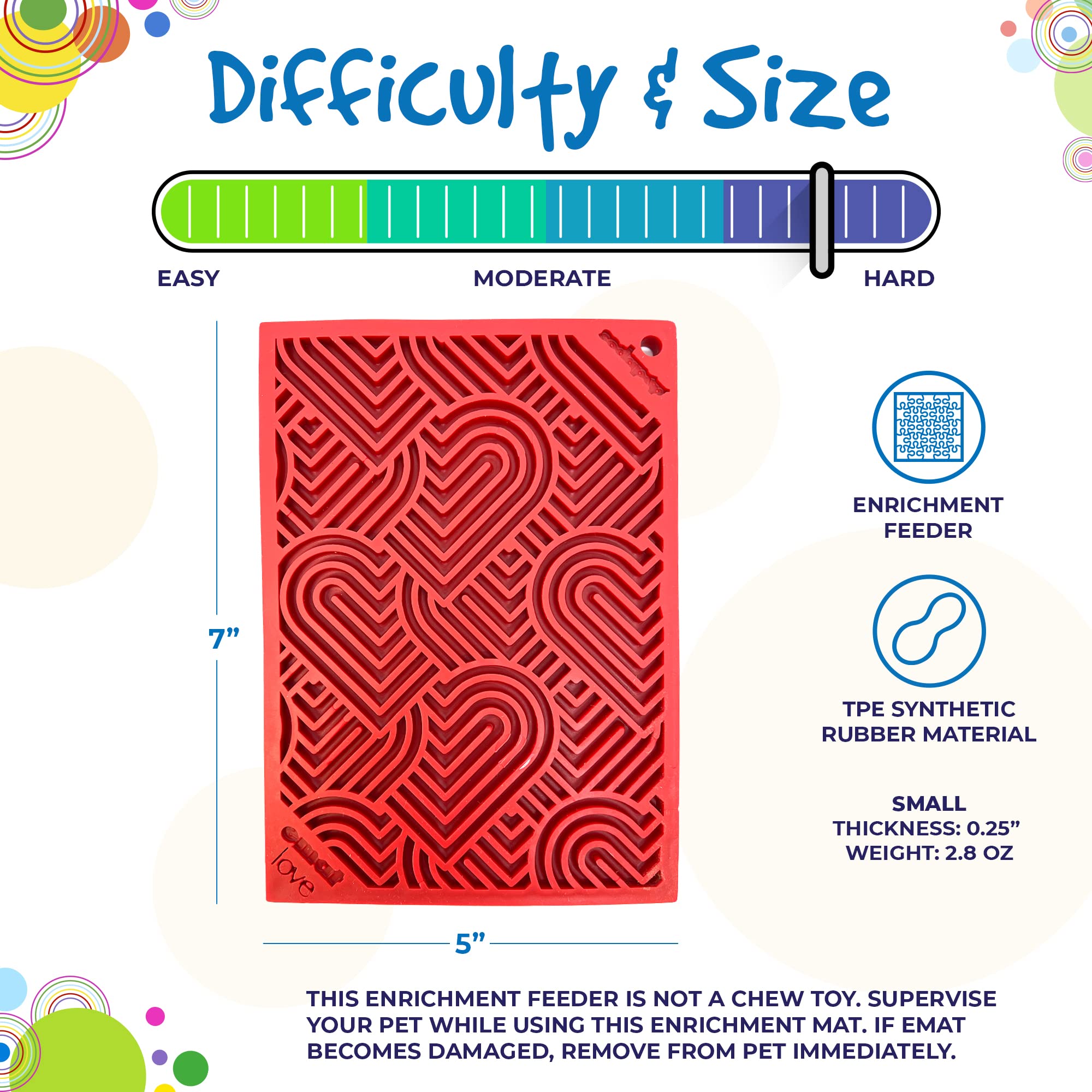 SodaPup Love eMat - Durable Lick Mat Feeder Made in USA from Non-Toxic, Pet-Safe, Food Safe Rubber for Mental Stimulation, Avoid