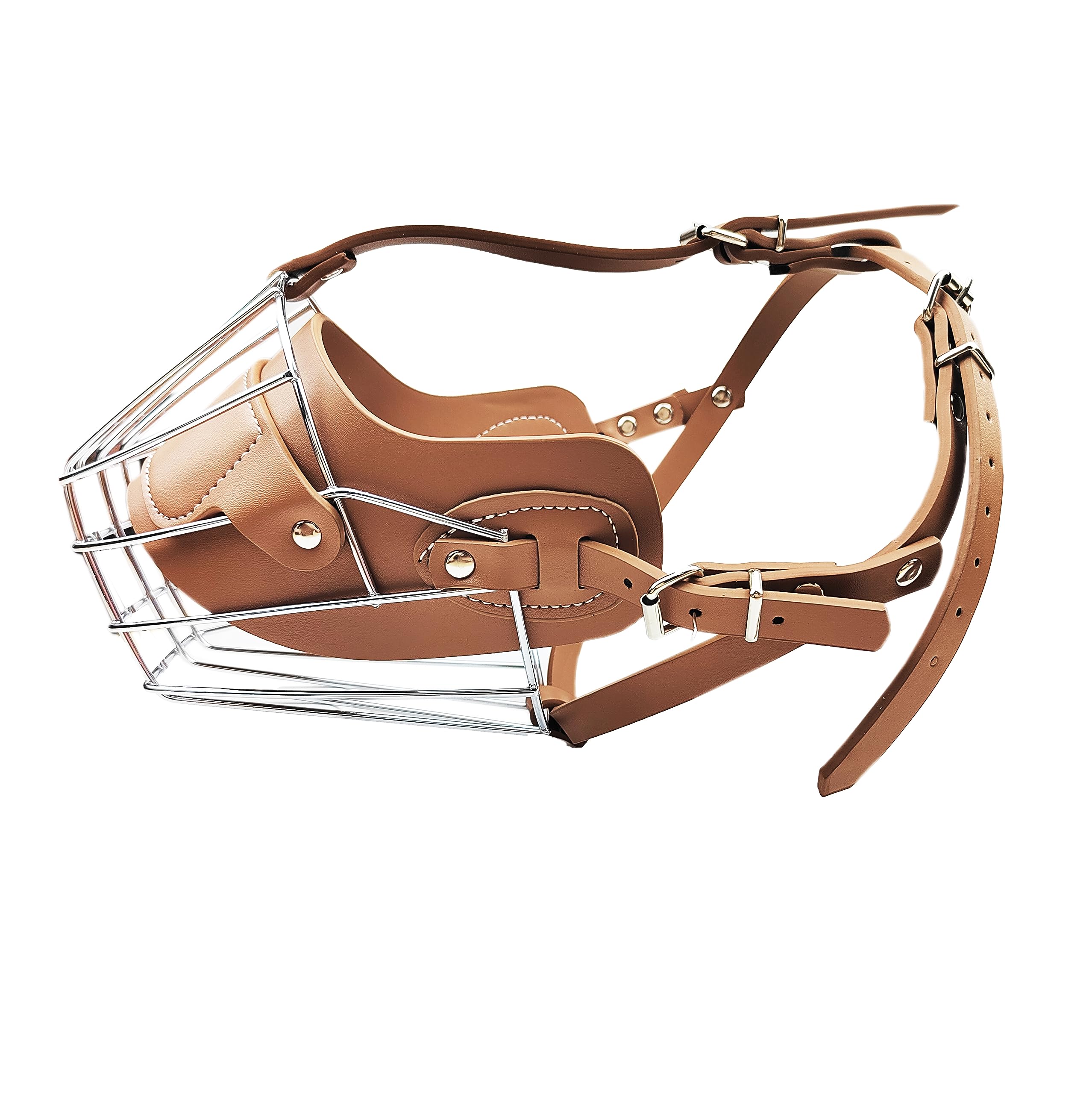 Ailistar Dog Muzzles Wire Basket Muzzles For Dogs Metal Dog Muzzles For Biting Barking Chewing Pet Muzzles For Dogs Brown Medium