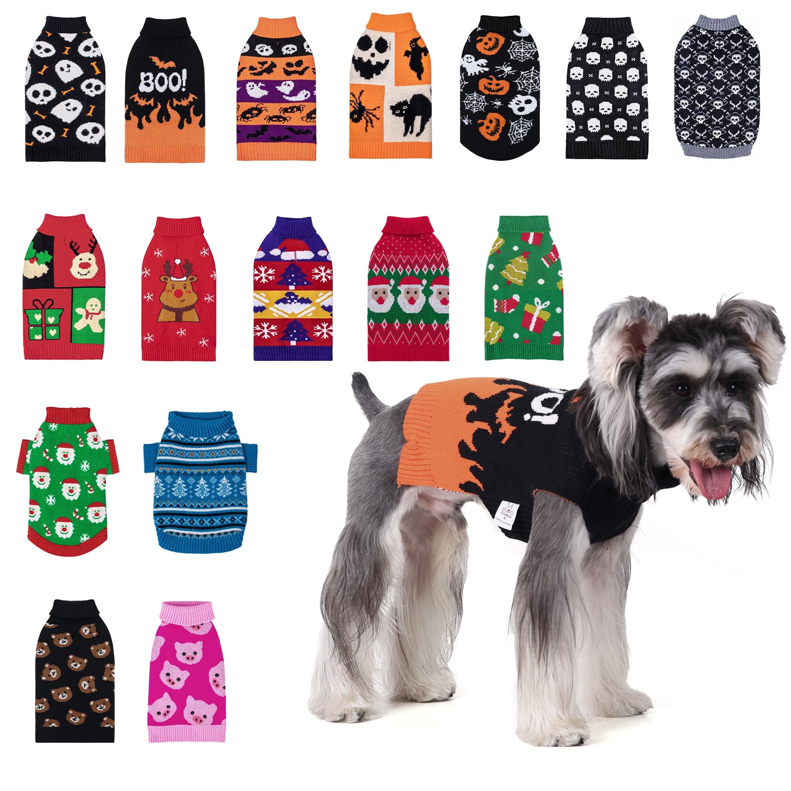 Cutebone Halloween Dog Sweater For Small Medium Dogs, Skull Pullover For Chihuahua Yorkie Teacup Ds99S