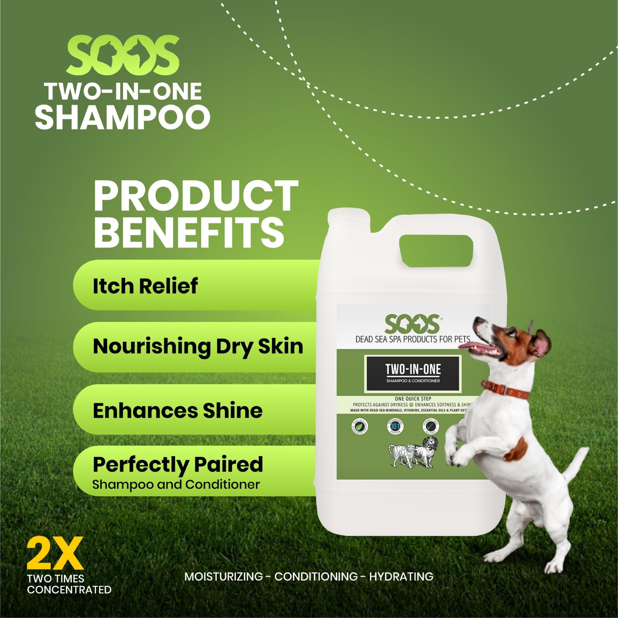 Soos Pet Shampoo And Conditioner Natural Dead Sea Minerals Two-In-One Deeply Absorbing With Vitamins Essential Oils Natural Ingr