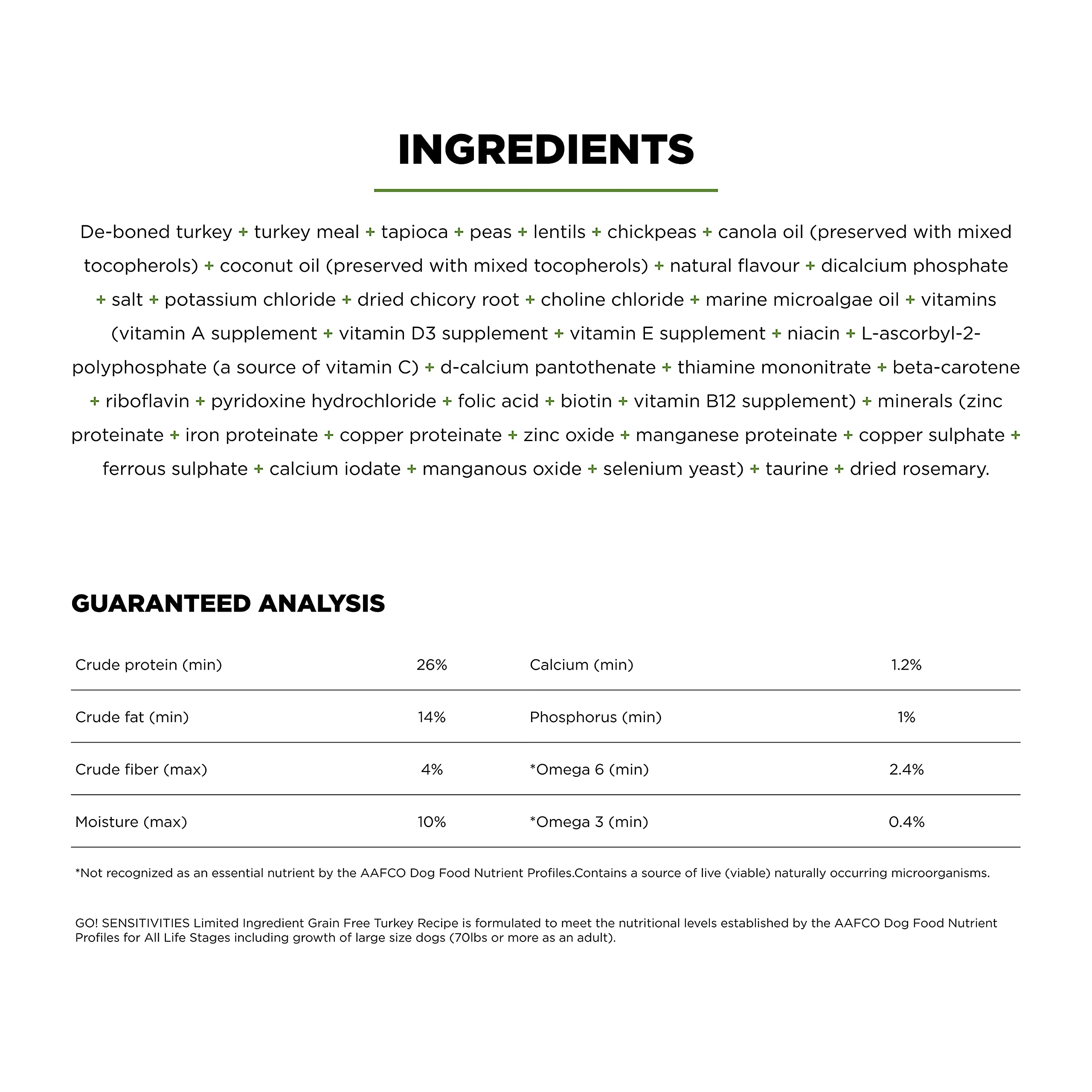 Go! Solutions Sensitivities Limited Ingredients, Grain-Free Dry Dog Food, Turkey Recipe for Sensitive Stomach, 12 lb Bag