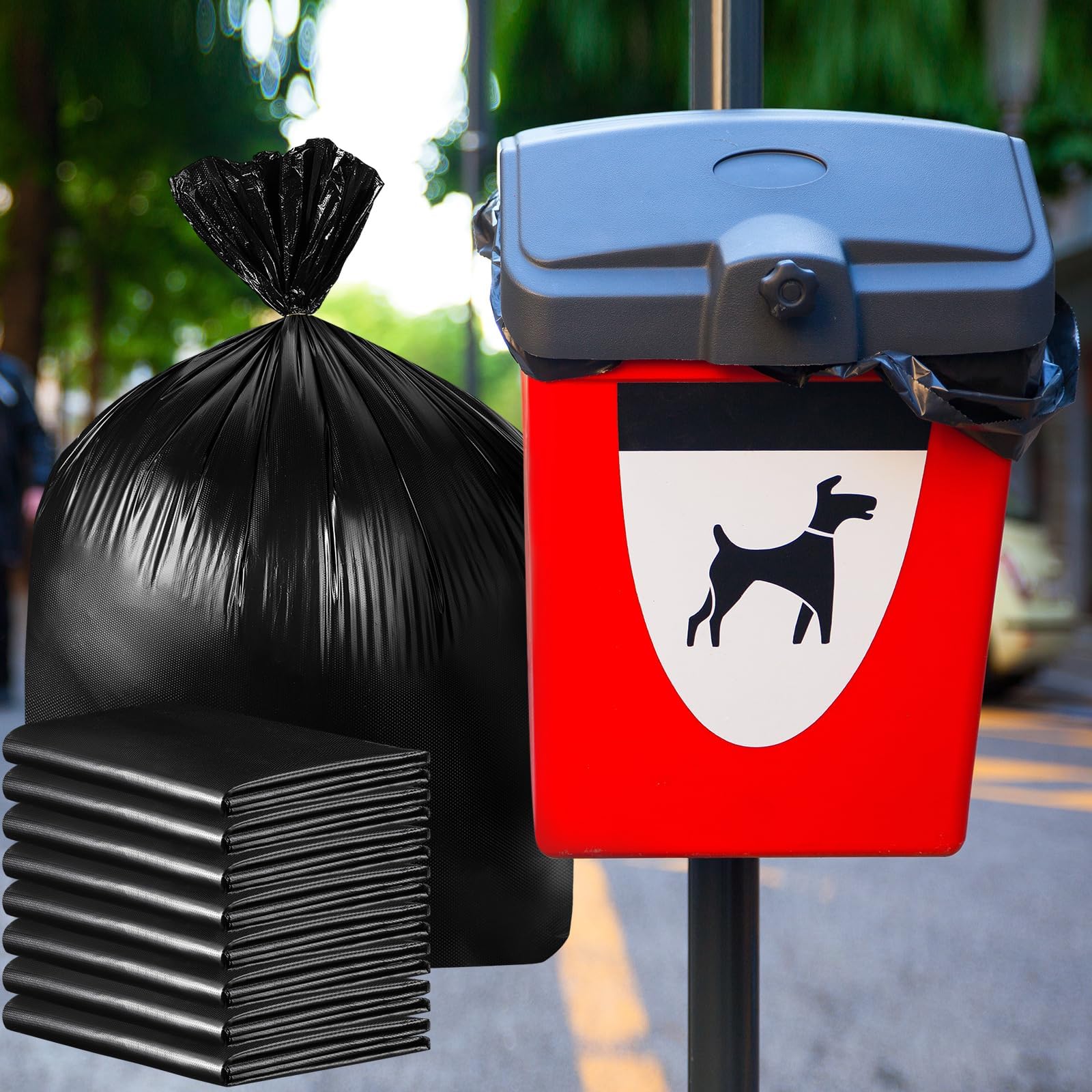 Dinifee 1 Packs 50Pcs Black Dog Waste Bags 26'' W X 33'' L Dog Waste Station Can Liners Heavy Duty Thick Large Poop Bags For Pet