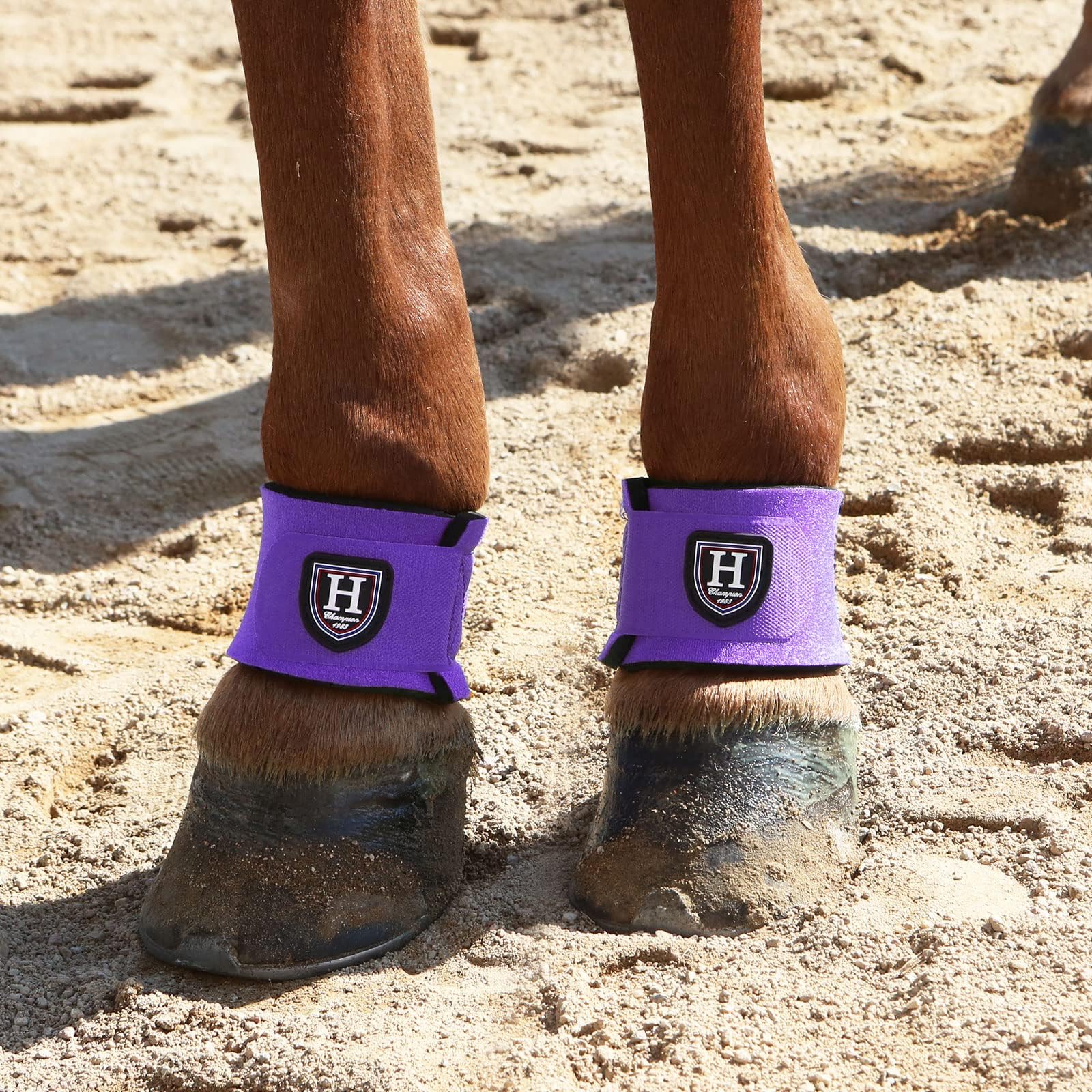 Harrison Howard Durable Shock-Absorbent Breathable Impact Protection Pastern Wraps For Horse Sold In Pairs-Purple
