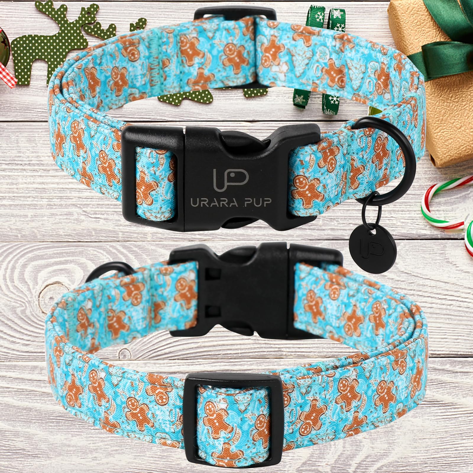 Up Urara Pup Christmas Dog Collar,Adjustable Gingerbread Pet Collar,Chriatmas Puppy Collar For Small Medium Large Dogs,Xl