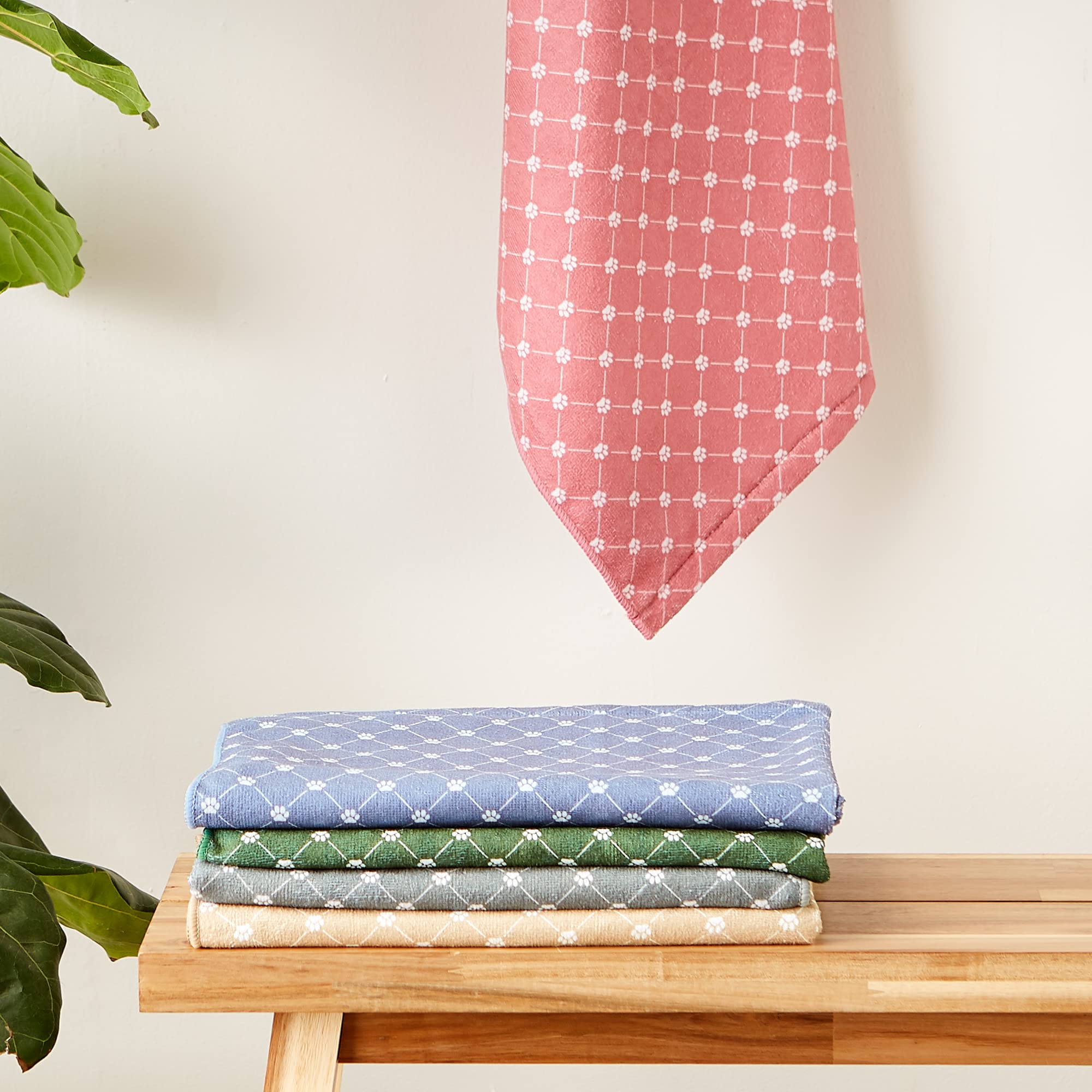 DII Hunter Green Printed Trellis Paw Small Pet Towel (Set of 3)
