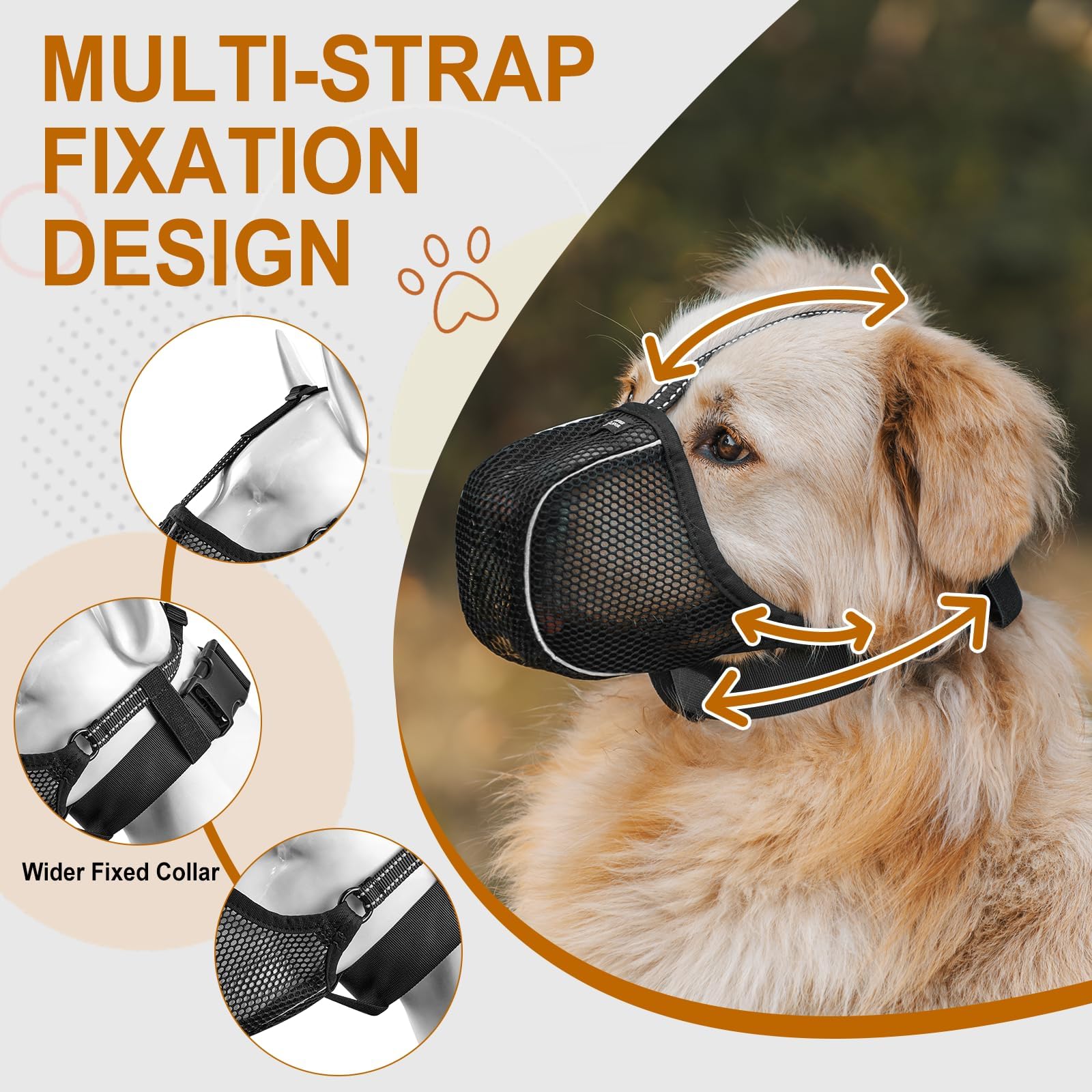 Arblina Dog Muzzle, Soft Mesh Muzzle For Large Small Medium Sized Dogs, Reflective Adjustable Lightweight Dog Muzzle For Scaveng
