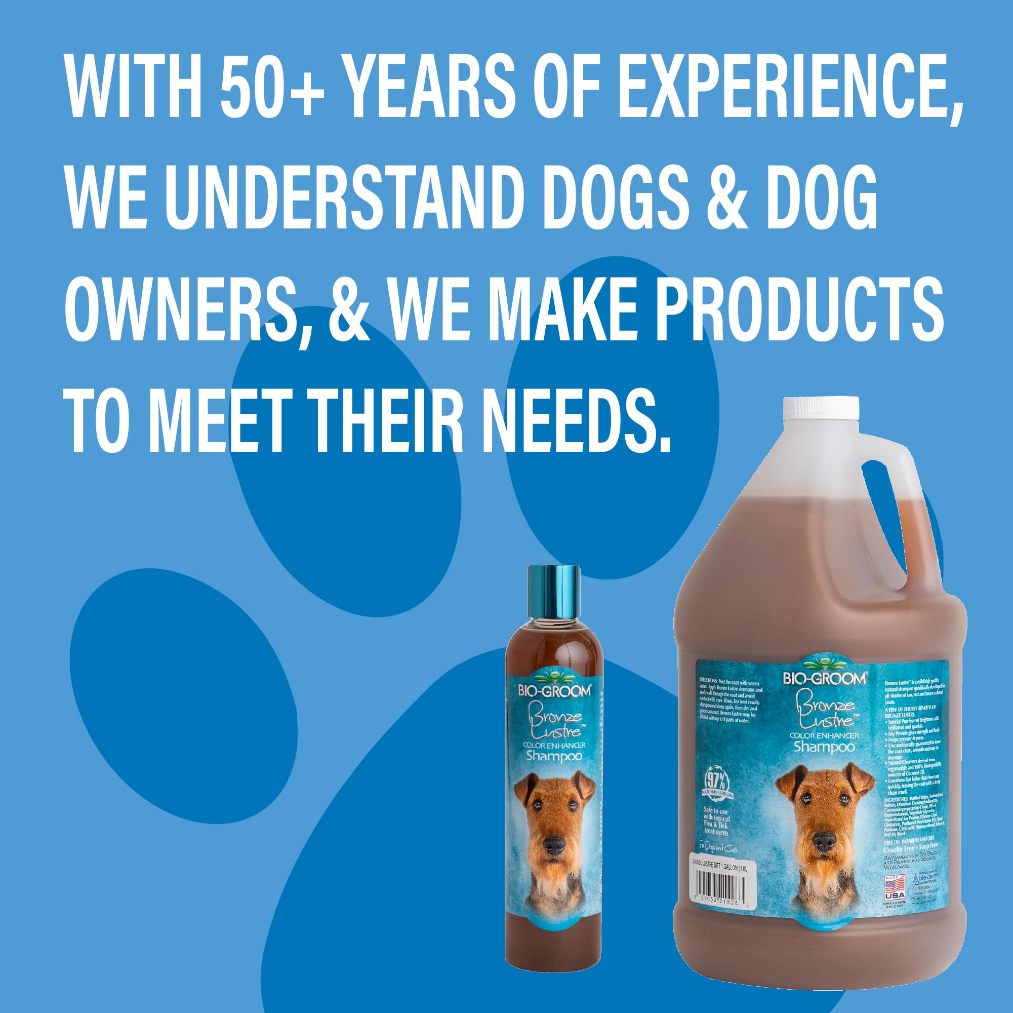 Bio-Groom Bronze Lustre Dog Shampoo - Color Enhancing Pet Shampoo, Dog Bathing Supplies, Puppy Wash, Dog Grooming Supplies, Cruelty-Free, Made In Usa, Coat Brightener Shampoo -12 Fl Oz 1-Pack