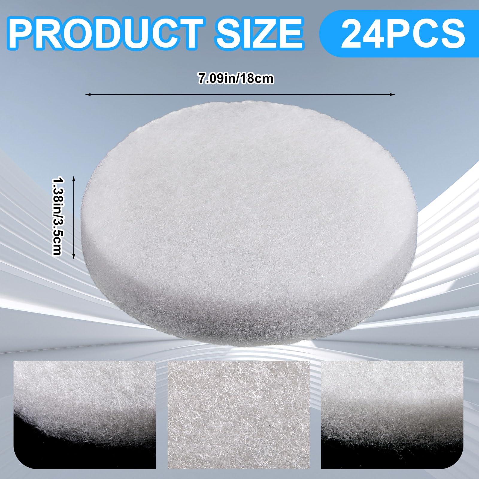 Tranqun 24 Pcs Fine Filter Water Polishing Pad Compatible With Fluval Fx4, Fx5, Fx6 Quick Clear Filter Media Canister Filter Aqu