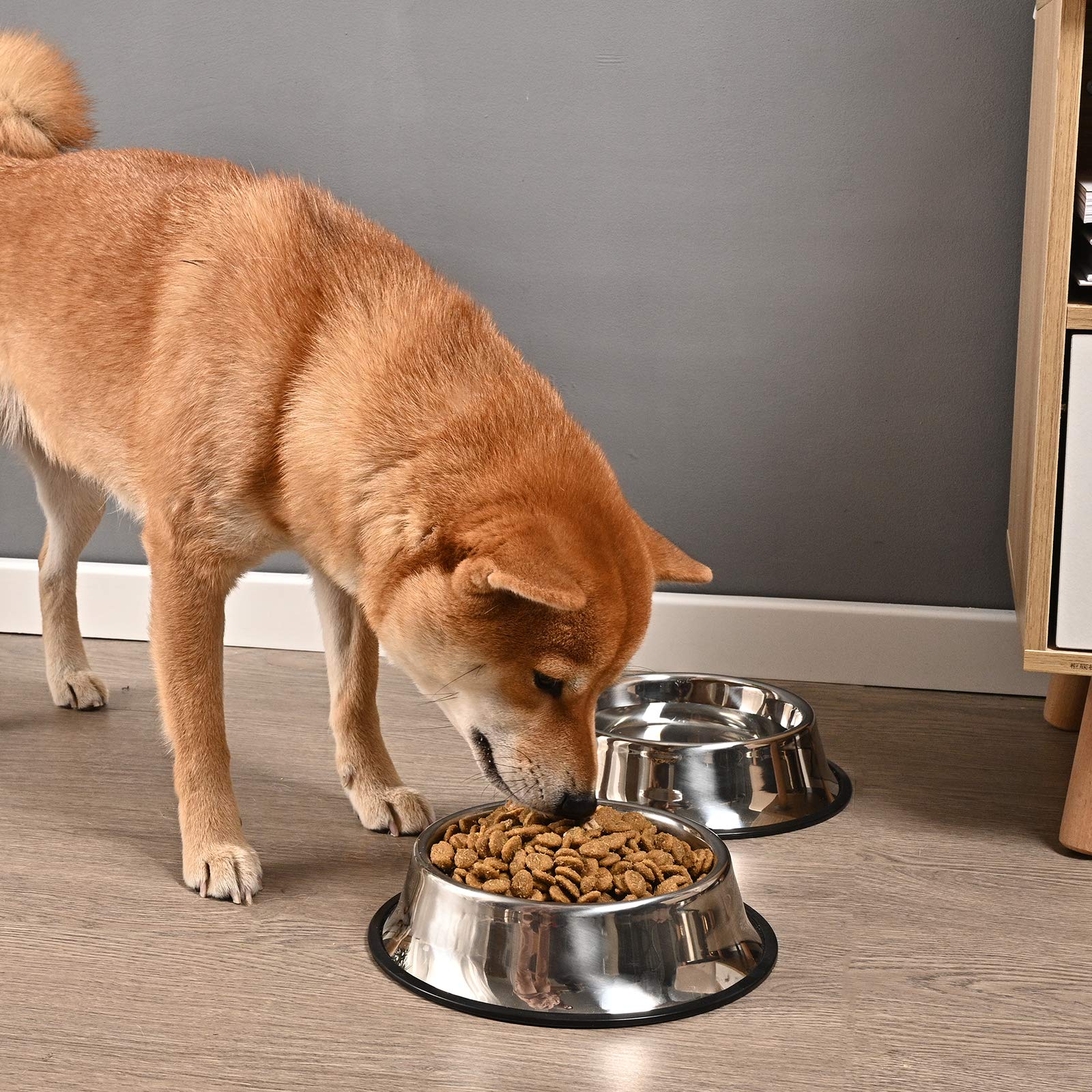 2Packs Stainless Steel Dog Bowl with Anti-Skid Rubber Base for Small/Medium/Large Pet, Perfect Dish, Pets Feeder Bowl and Water