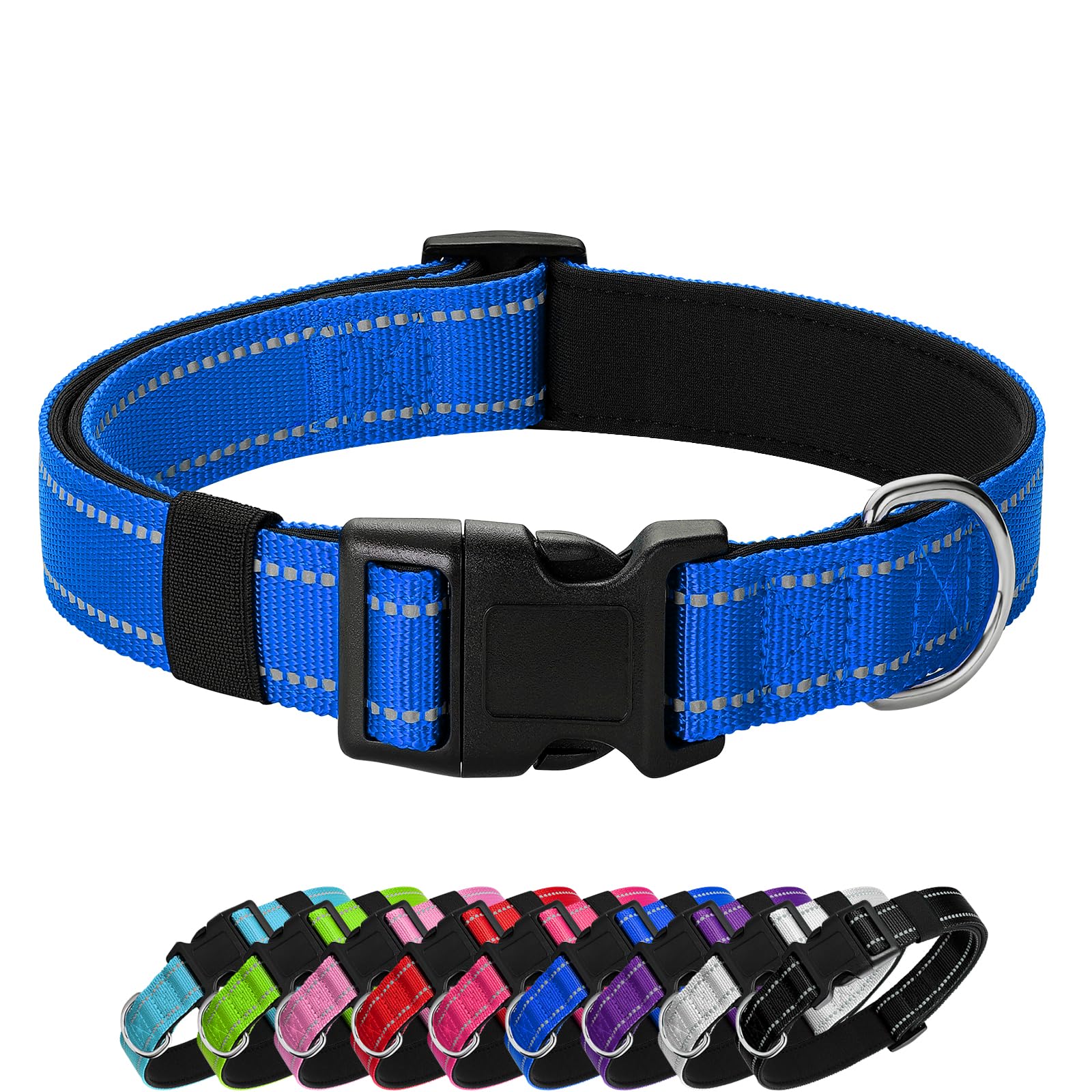 Penseepet Reflective Dog Collar Padded With Soft Neoprene Breathable Quick Release Basic Dog Collars For Puppy Small Dogs Boy Gi