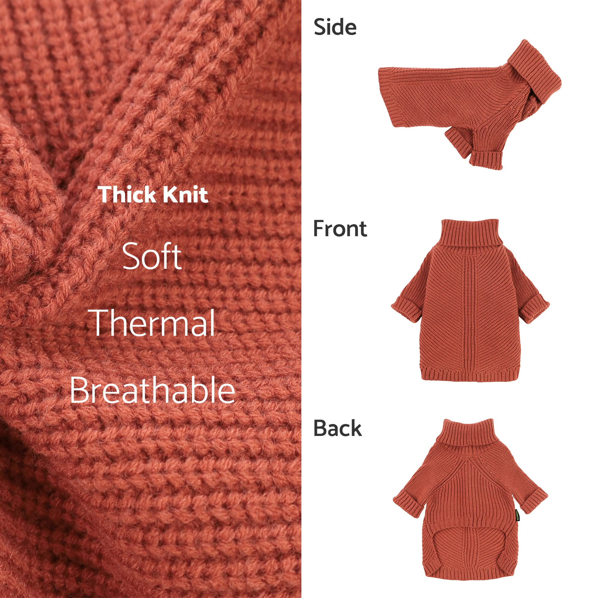 Fitwarm Thermal Knitted Dog Sweater Doggy Winter Coat Pet Clothes Doggie Turtleneck Jacket Puppy Outfits Cat Sweatsuit Red Mediu