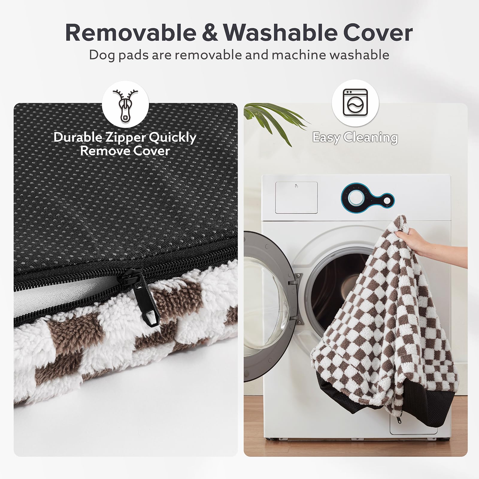 Joejoy Dog Bed For Large Dogs, Large Orthopedic Dog Bed With Removable Washable Cover, Cute Modern Plush & Memory Egg Crate Foam