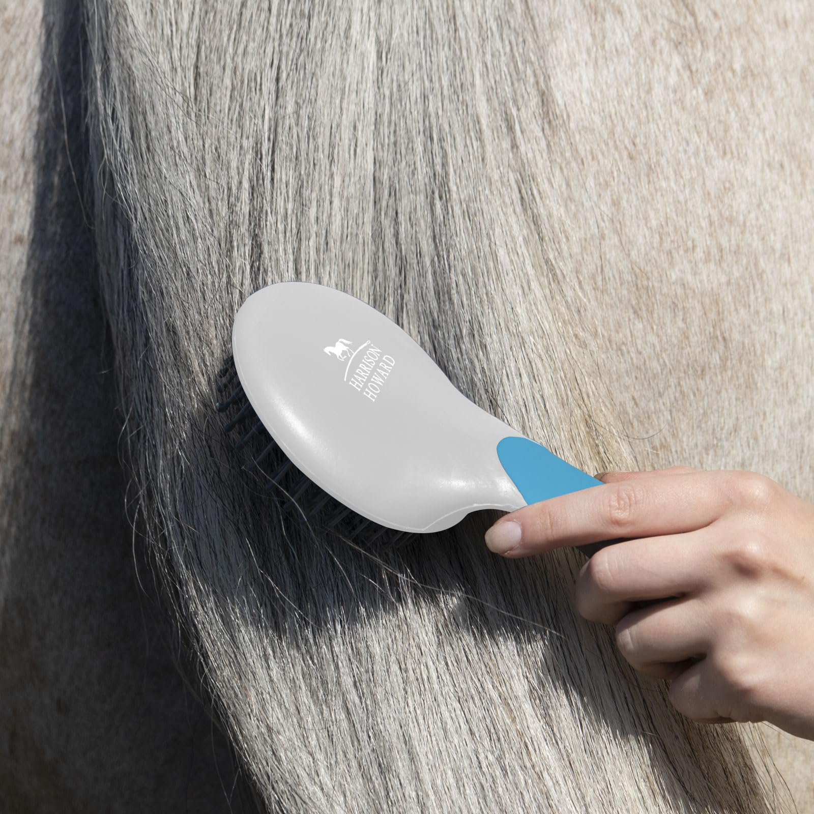 Harrison Howard Horse Mane And Tail Brush - Professional Grooming Brush, Equestrian Detangler, Non-Slip, Light Blue
