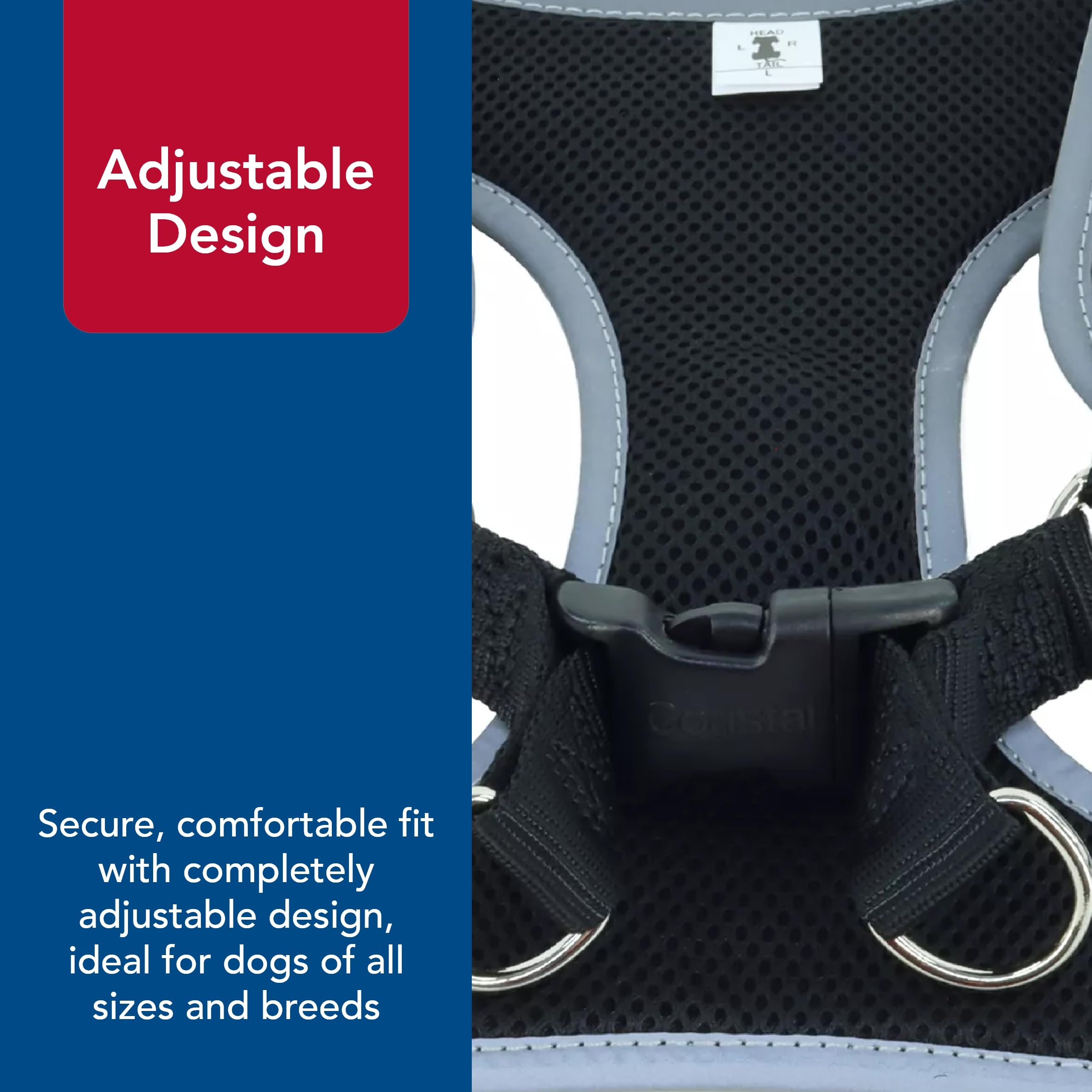 Coastal Pet Comfort Soft Reflective Wrap Adjustable Dog Harness - No-Pull Dog Harness For Small & Large Dogs - Black - 5/8' X 19'–23'