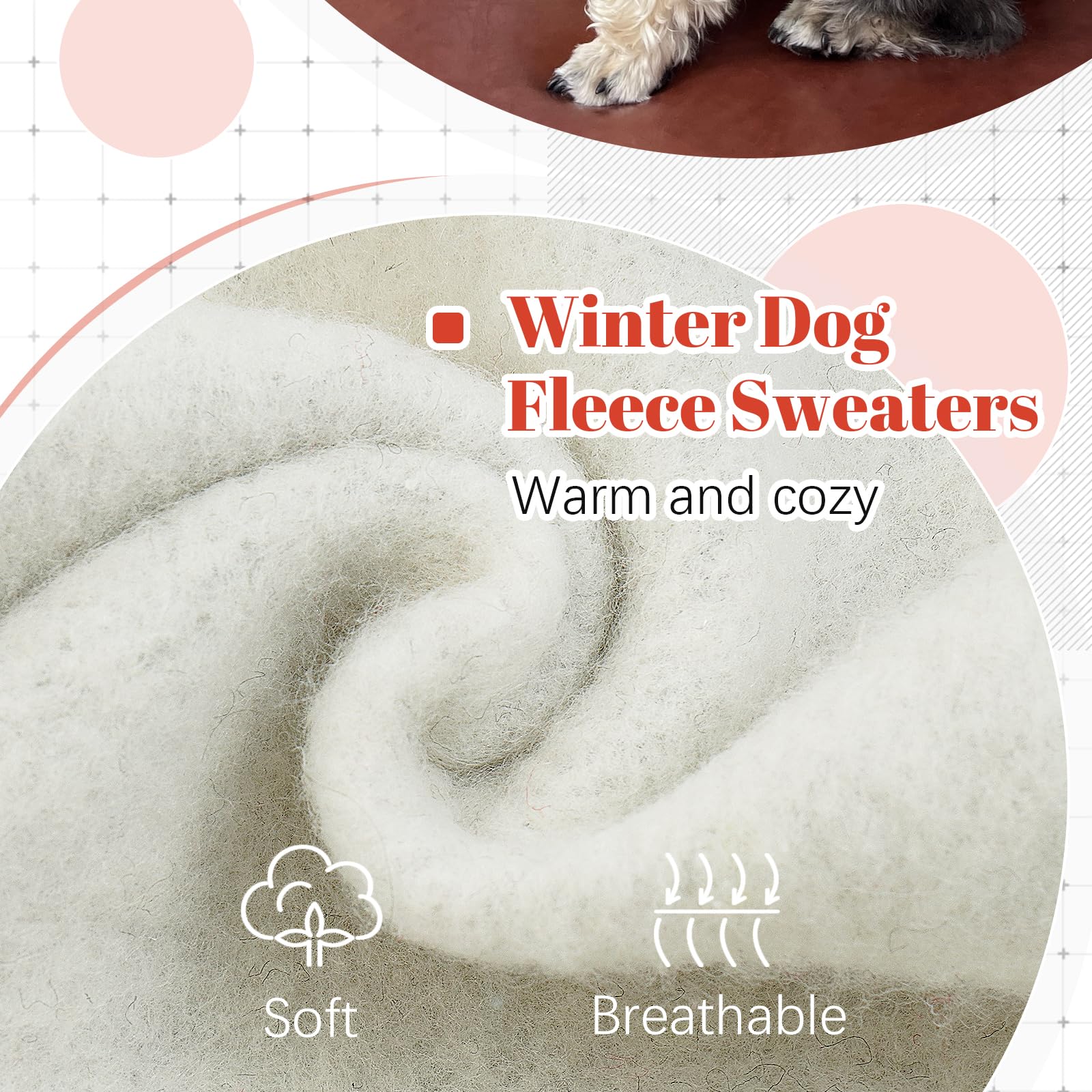 FUAMEY Dog Hoodie,Winter Dog Fleece Sweaters Pet Warm Sweatshirt Pet Pullover Dog Clothes with Pocket Soft Warm Christmas Outfit