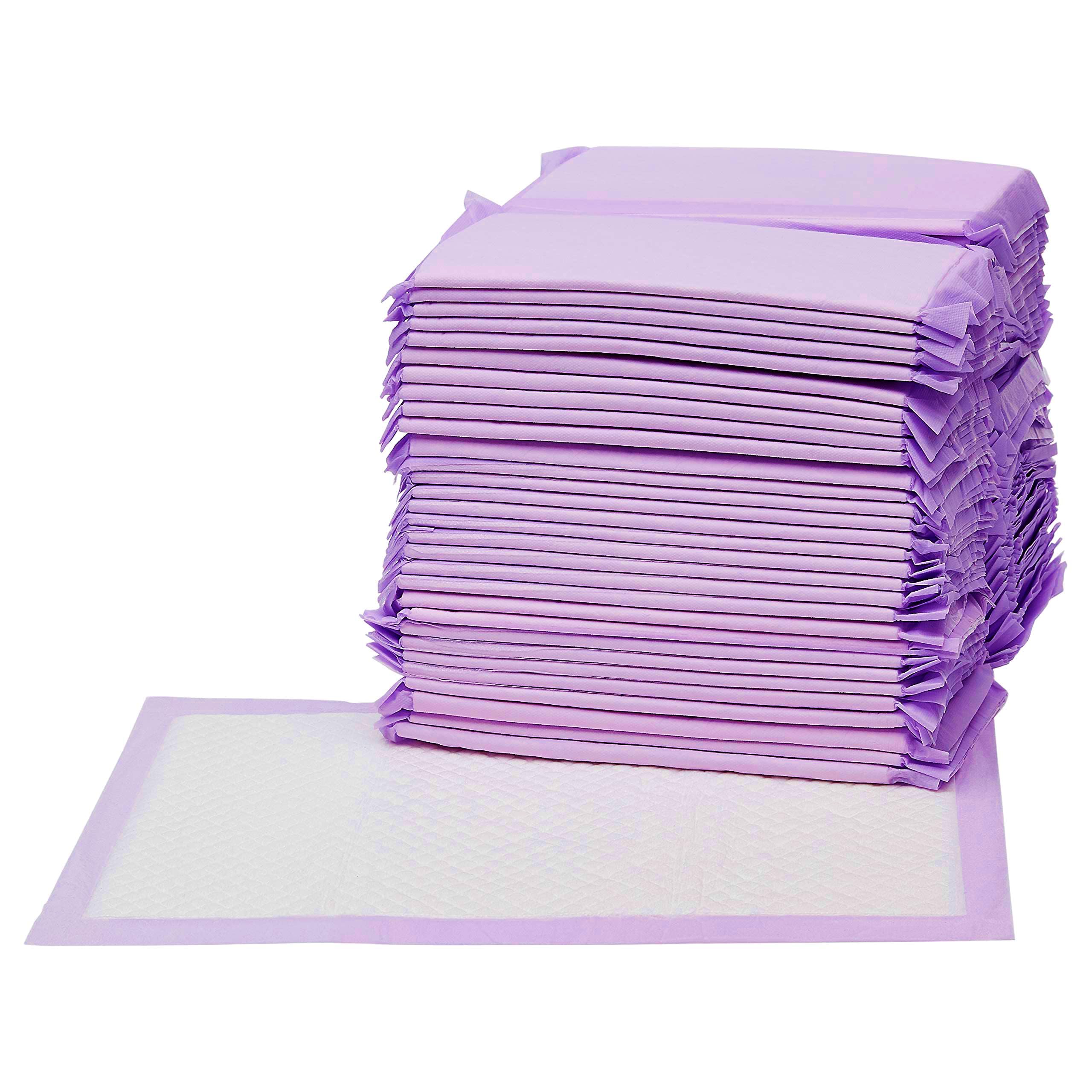 Amazon Basics Cat Litters Pee Pads, 40 Count, Universal Fit For Litter Box, Odor Control With Fresh Scent, Purple And White