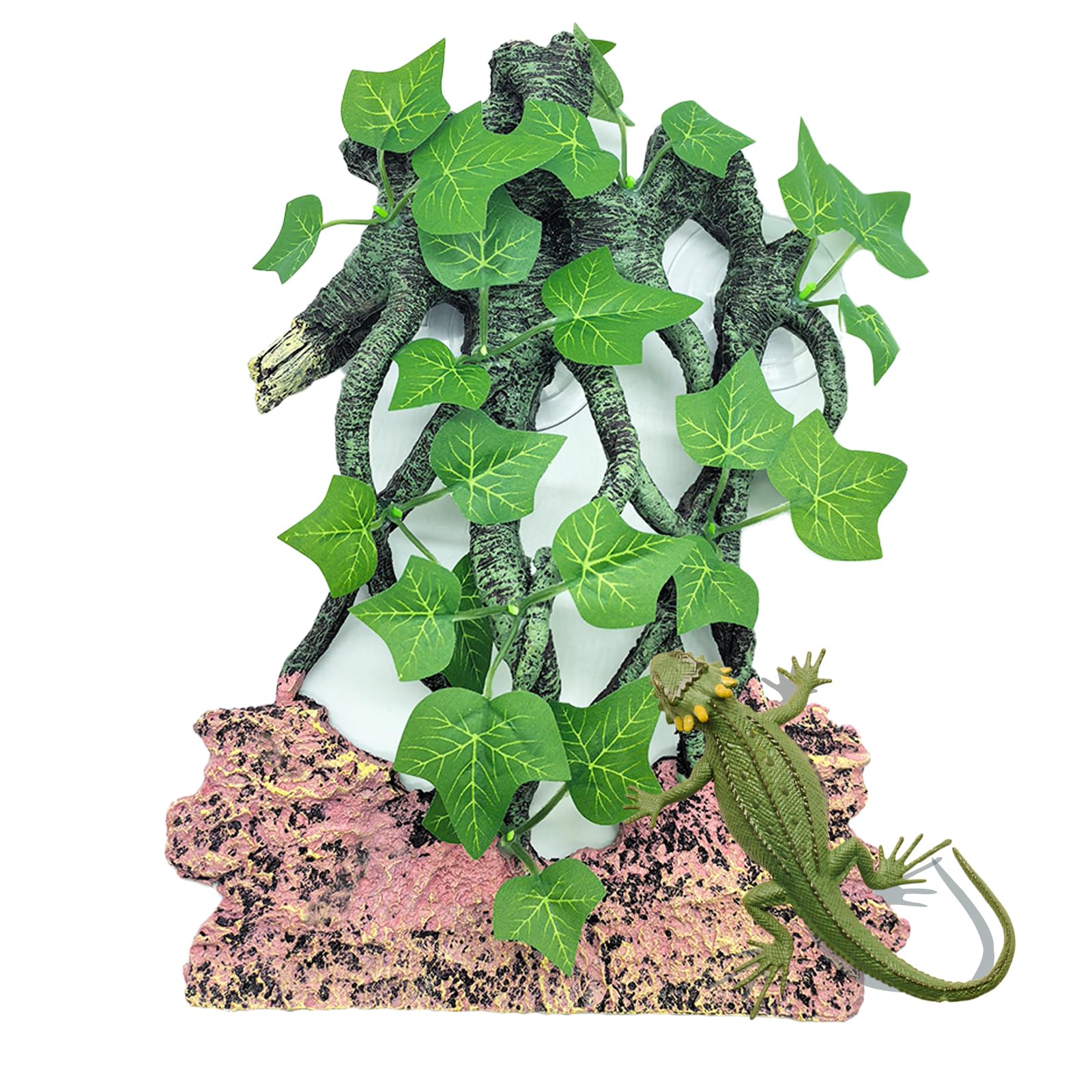 Bnosdm Reptile Climbing Branch,Crested Gecko Climb Corner Branch With Suction Cup,Bearded Dragon Resin Tree Branches,Reptile Tank Rainforest Background Decor For Lizard Chameleons Hermit Crabs Spiders