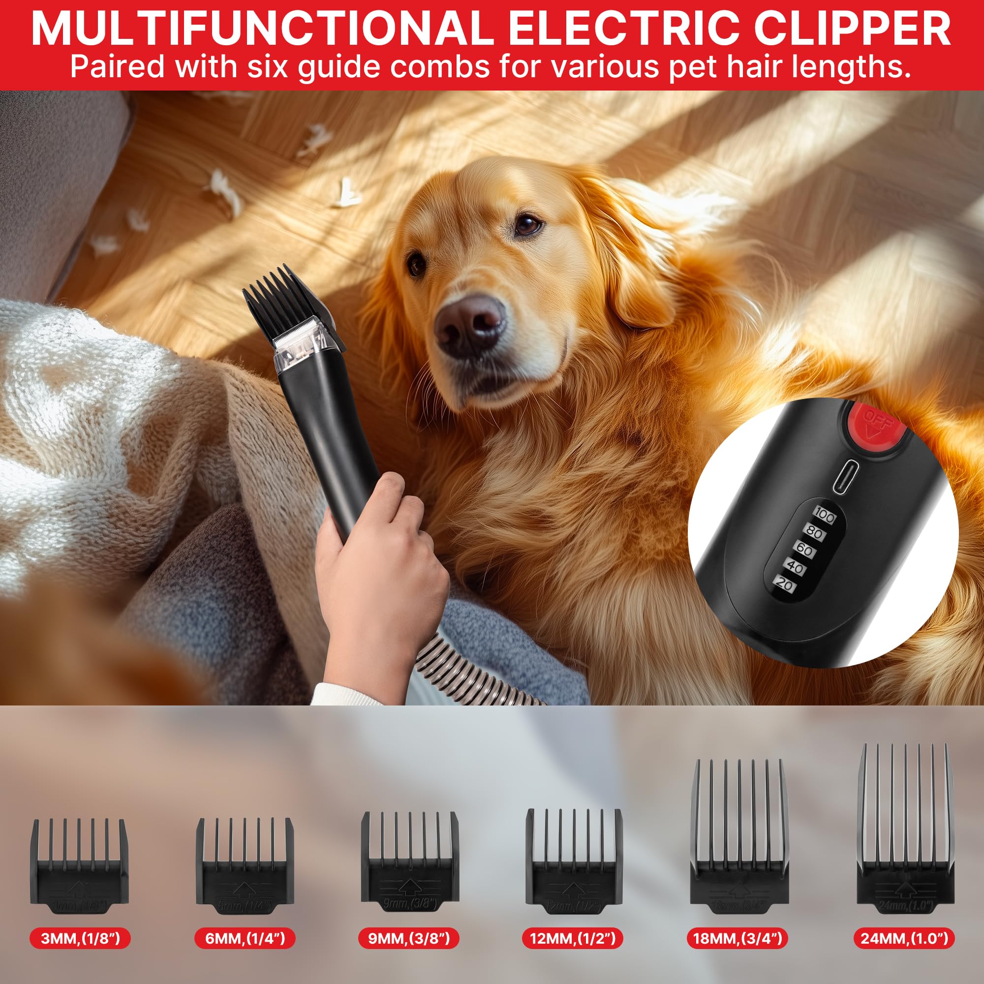 Shop-Vac 4-in-1 Pet Grooming & Vacuum, Dog Grooming Vacuum for Shedding, Professional Clippers, Brushes & Crevice Tool, 10,000Pa