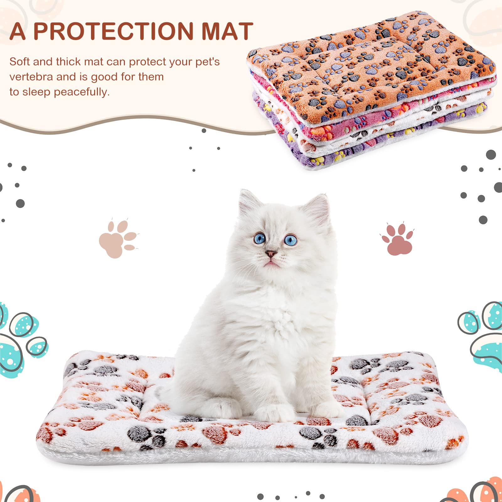 4 Pack Ultra Soft Dog Cat Bed Mat With Cute Prints Reversible Fleece Dog Crate Kennel Pad Cozy Washable Thickened Hamster Guinea Pig Bed Pet Bed Mat For Small Animals (Vivid Color,21 X 14 Inches)