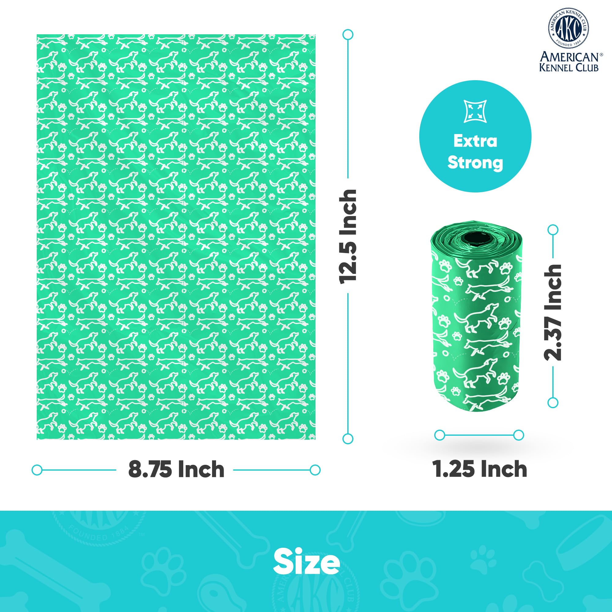 Akc Dog Poop Bags - Leak Proof Pet Waste Bags - 16 Refill Rolls - Lavender Scent - 240 Count (Puppy Print)