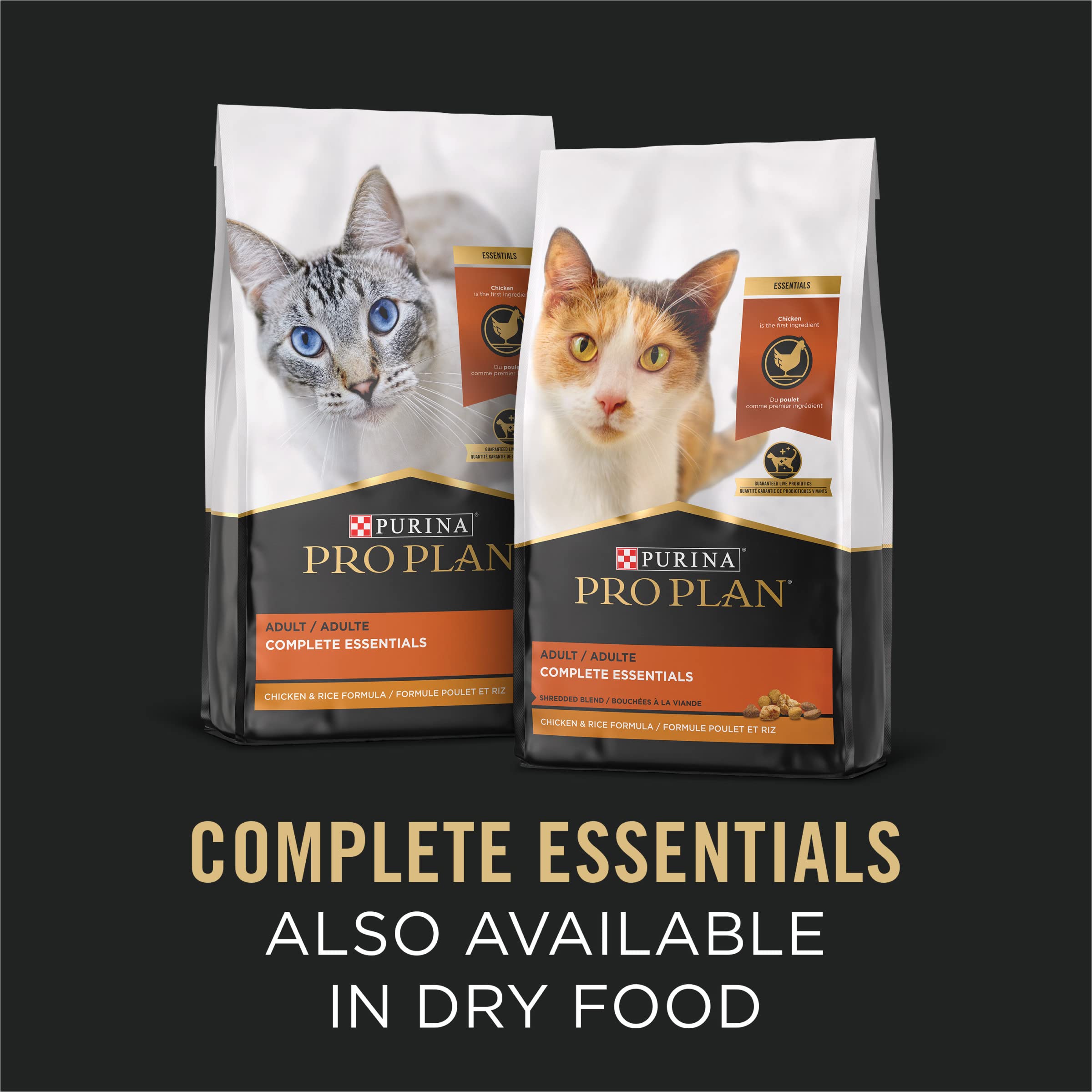Purina Pro Plan Complete Essentials High Protein Cat Food Gravy, Wet Cat Food Chicken Entree - (Pack of 24) 5.5 oz. Cans