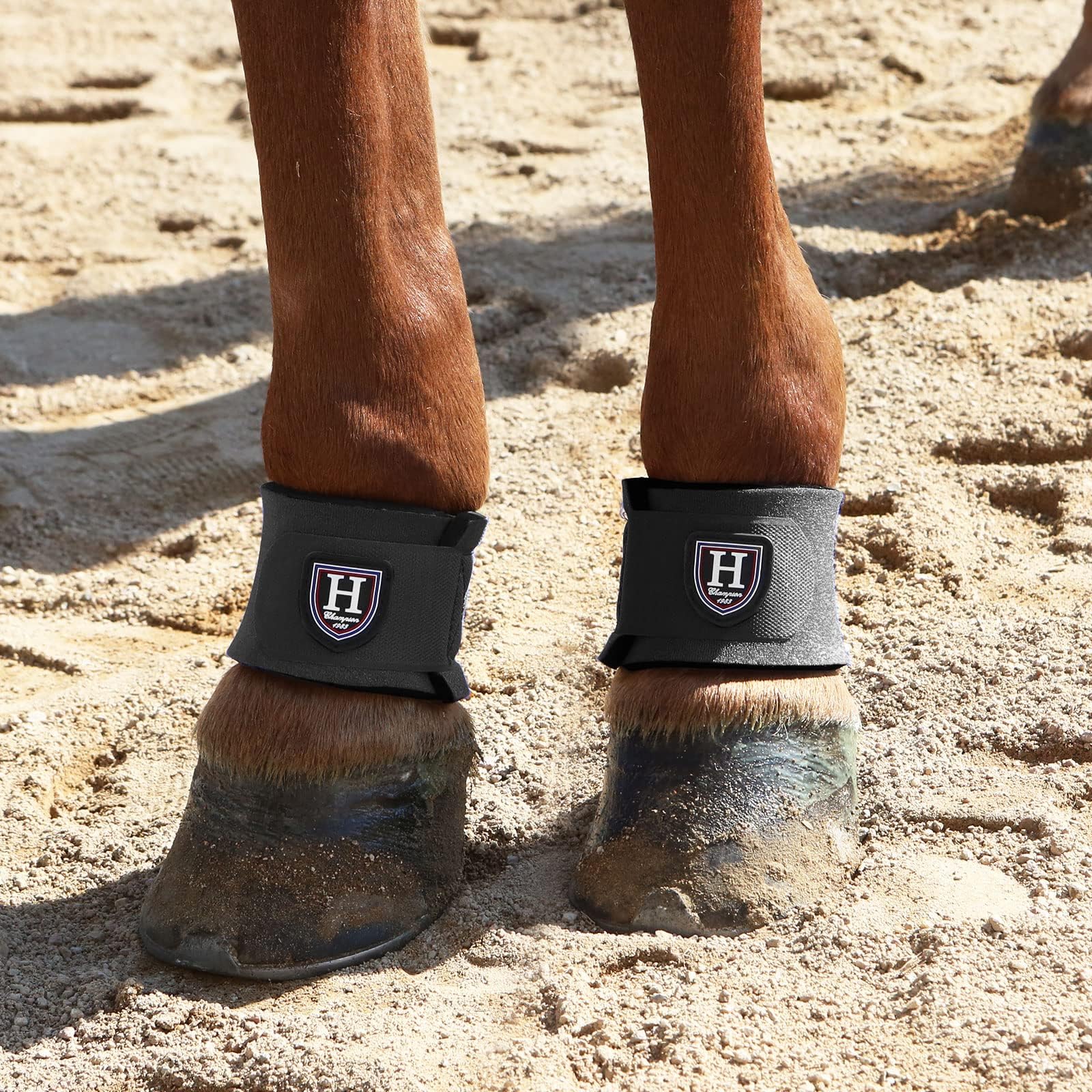 Harrison Howard Durable Shock-Absorbent Breathable Impact Protection Pastern Wraps For Horse Sold In Pairs Black