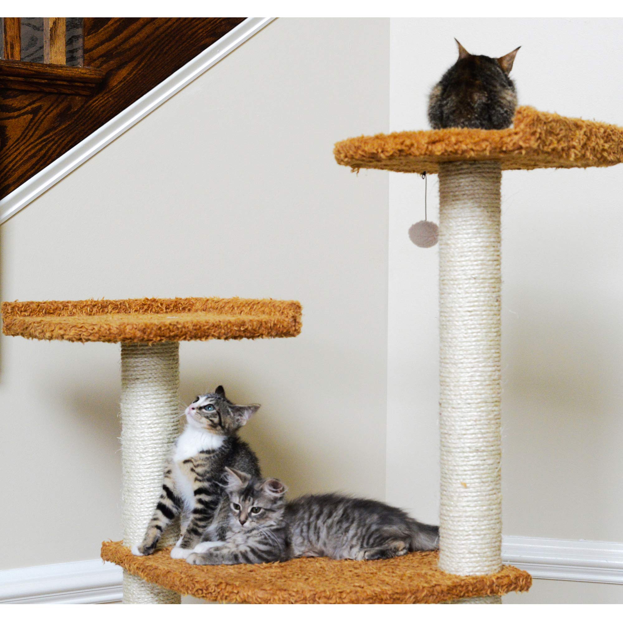 Armarkat Ultra Thick Faux Fur Cat Scratching Furniture Real Wood Jump Platform For Cats Chocolate A6402