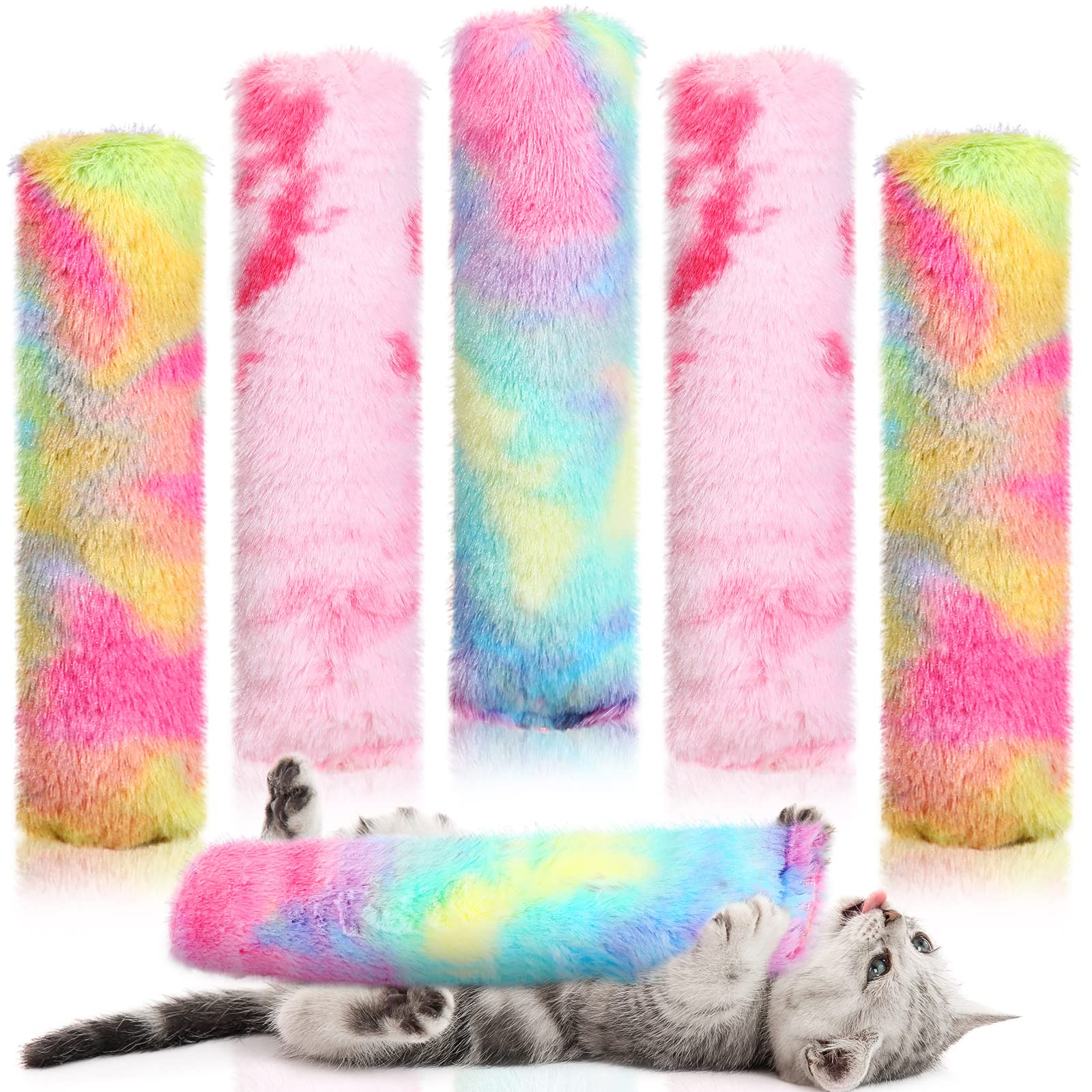 Civaner 6 Pcs Catnip Toys Interactive Cat Kicker Toy Plush Fabric Cat Kick Toy Sticks Chasing Chewing Exercising Catnip Filled Cat Toys Cat Chew Toy For Puppy Kitty (Candy Color, 10.6 Inch)