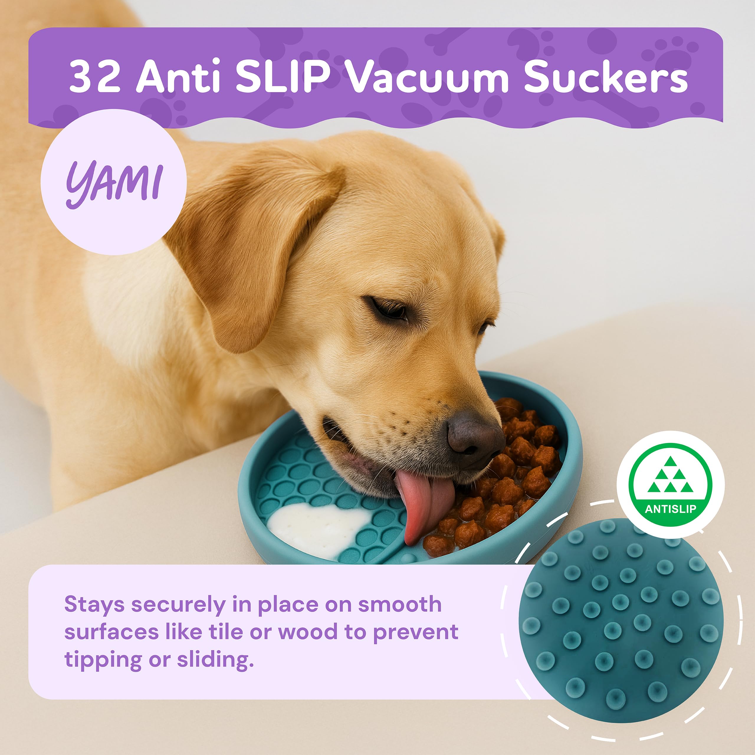 YAMI Bowl Lick Mat for Dogs & Cats, Slow Feeder Bowls, Cat Slow Feeder, Dog Enrichment Toys with Suction Cup for Anxiety Relief,